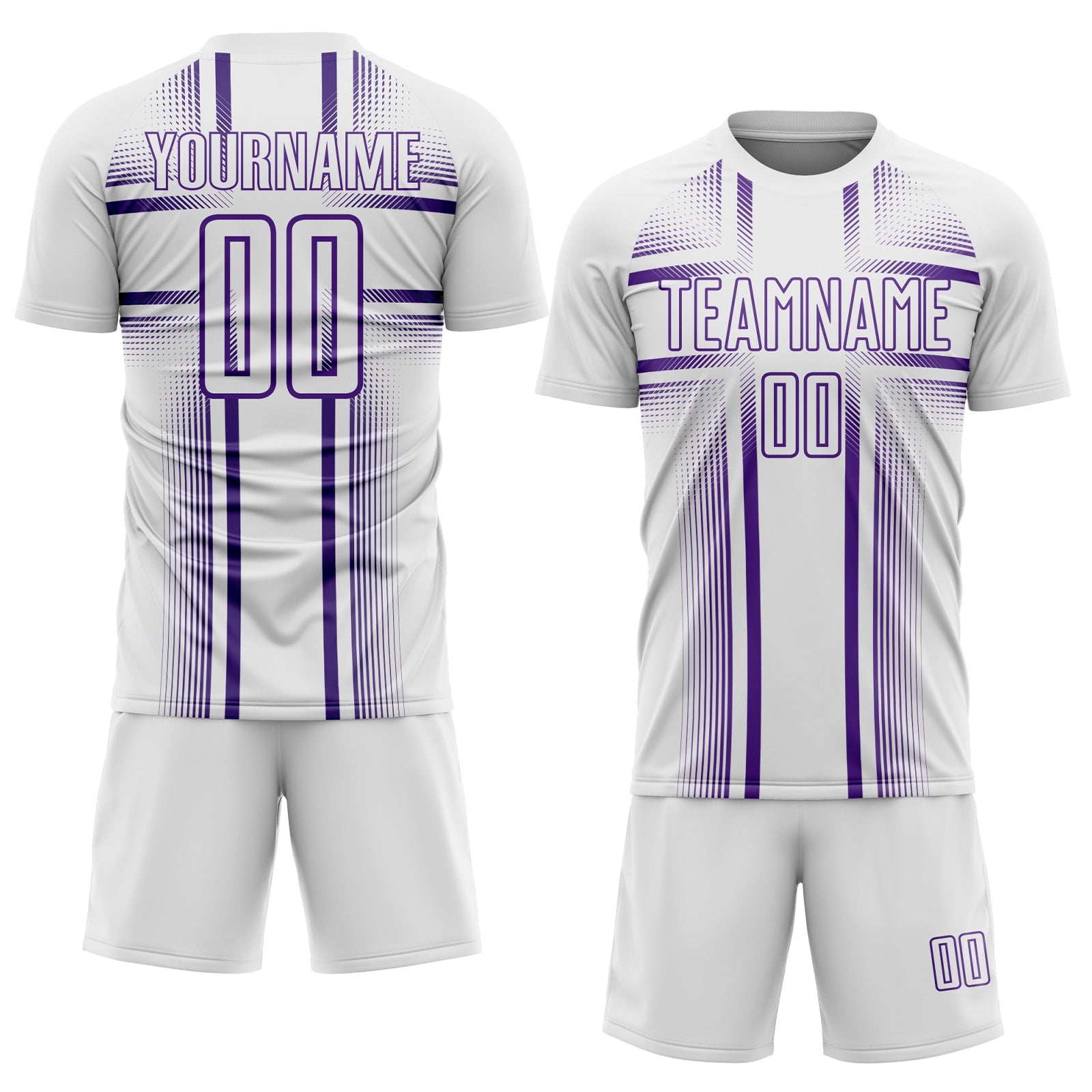 Custom White Purple Lines Sublimation Soccer Uniform Jersey view 2