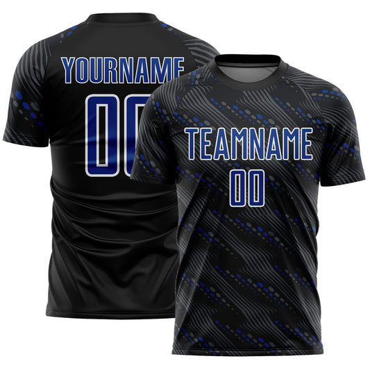 Custom Black Royal-White Slant Lines Sports Sublimation Soccer Uniform Jersey - Main View