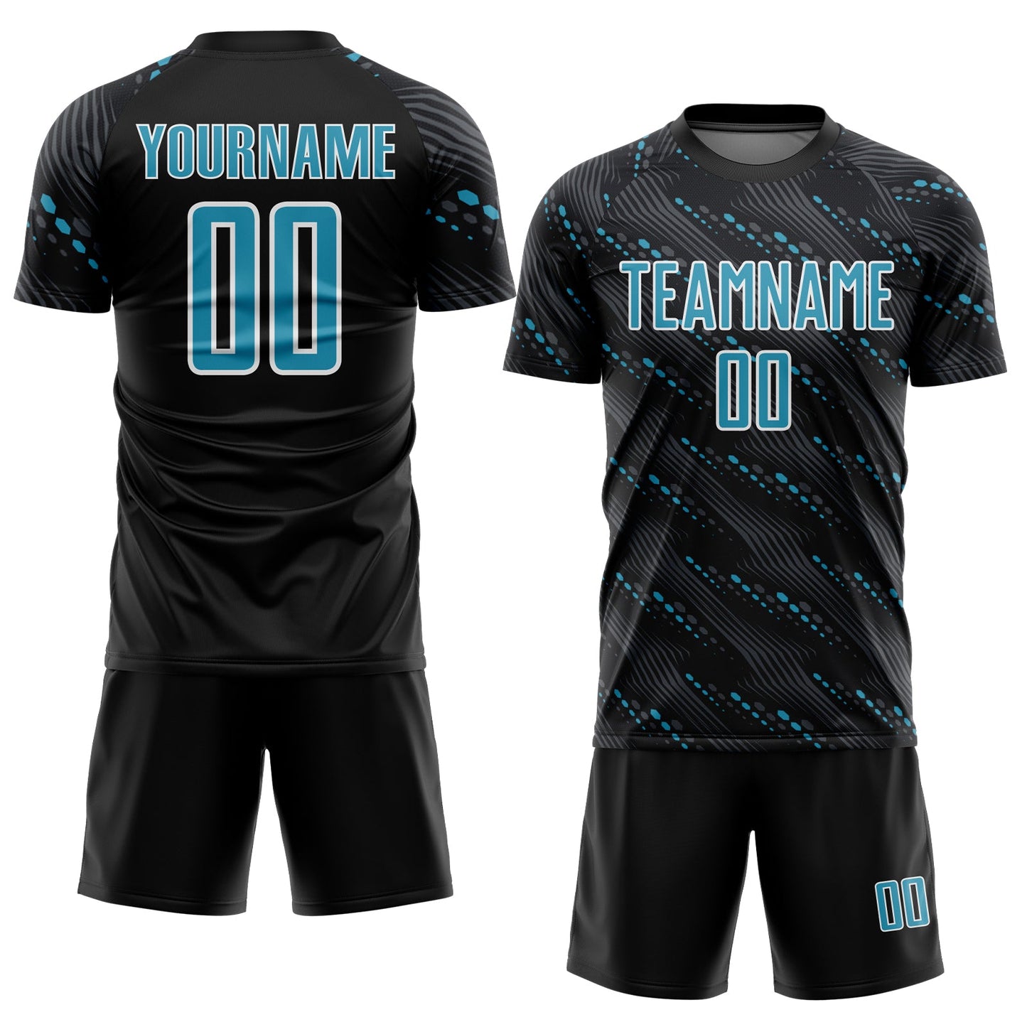 Custom Black Panther Blue-White Slant Lines Sports Sublimation Soccer Uniform Jersey view 2