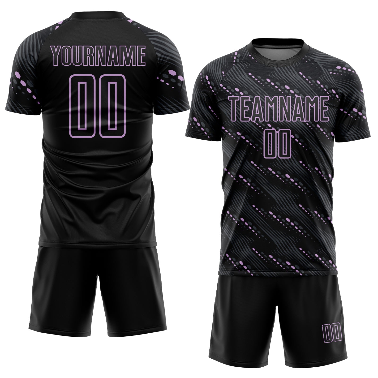 Custom Black Light Purple Slant Lines Sports Sublimation Soccer Uniform Jersey view 2