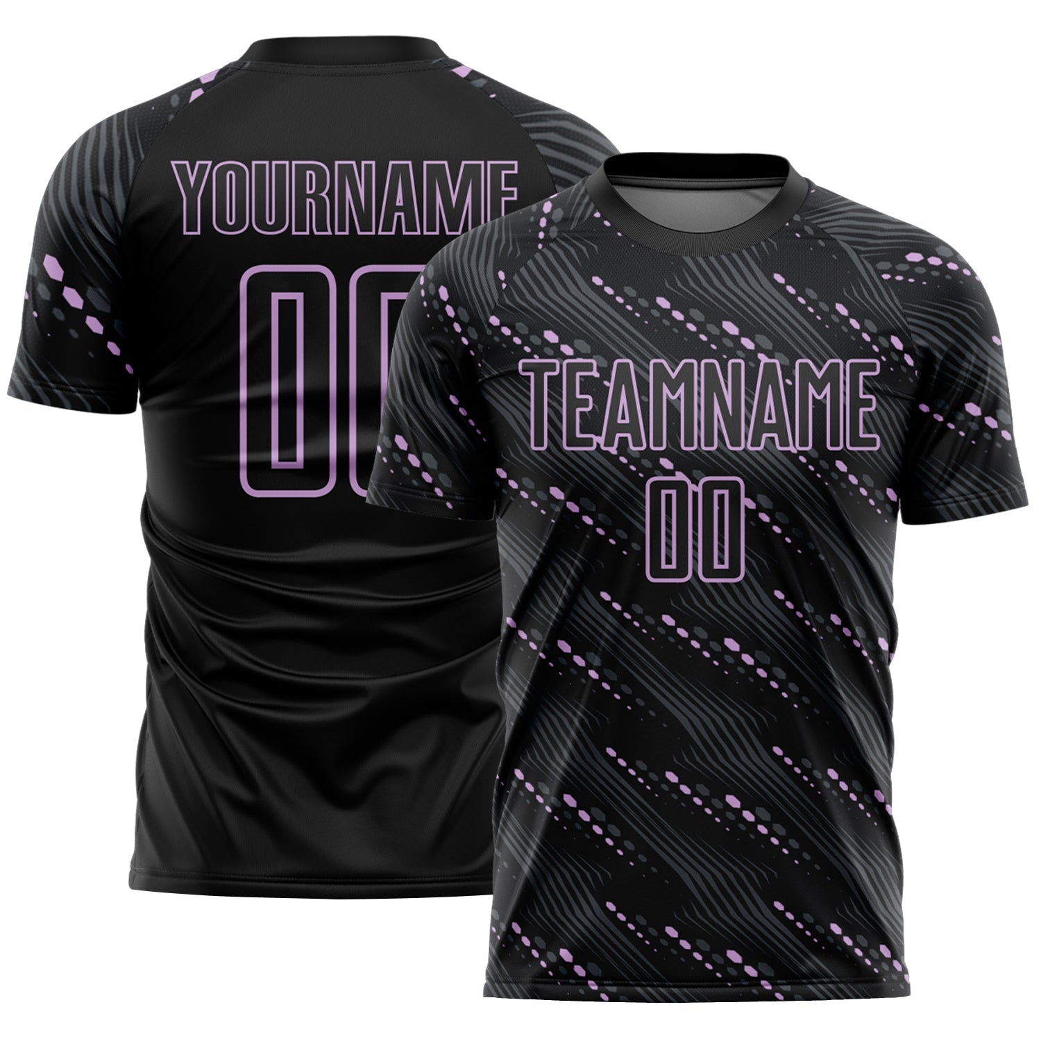 Custom Black Light Purple Slant Lines Sports Sublimation Soccer Uniform Jersey - Main View