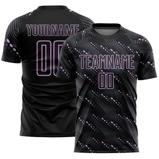 Custom Black Light Purple Slant Lines Sports Sublimation Soccer Uniform Jersey - Main View