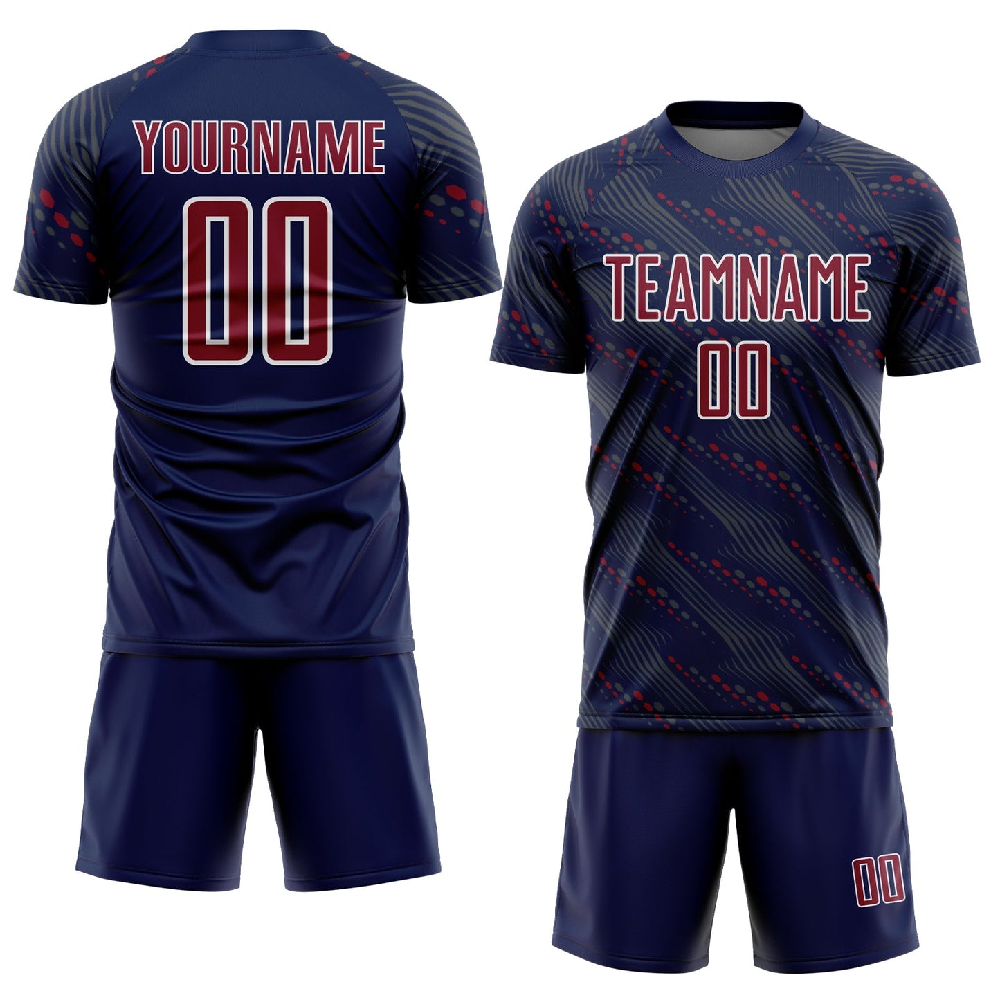 Custom Navy Crimson-White Slant Lines Sports Sublimation Soccer Uniform Jersey view 2