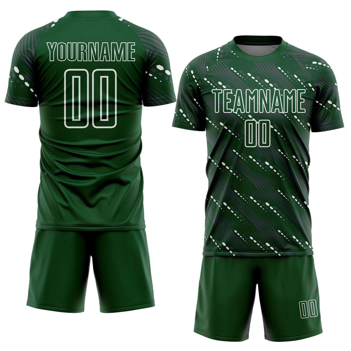 Custom Green White Slant Lines Sports Sublimation Soccer Uniform Jersey view 2