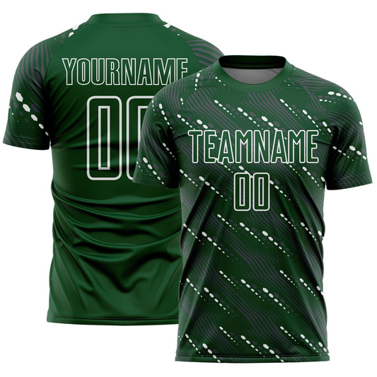 Custom Green White Slant Lines Sports Sublimation Soccer Uniform Jersey - Main View
