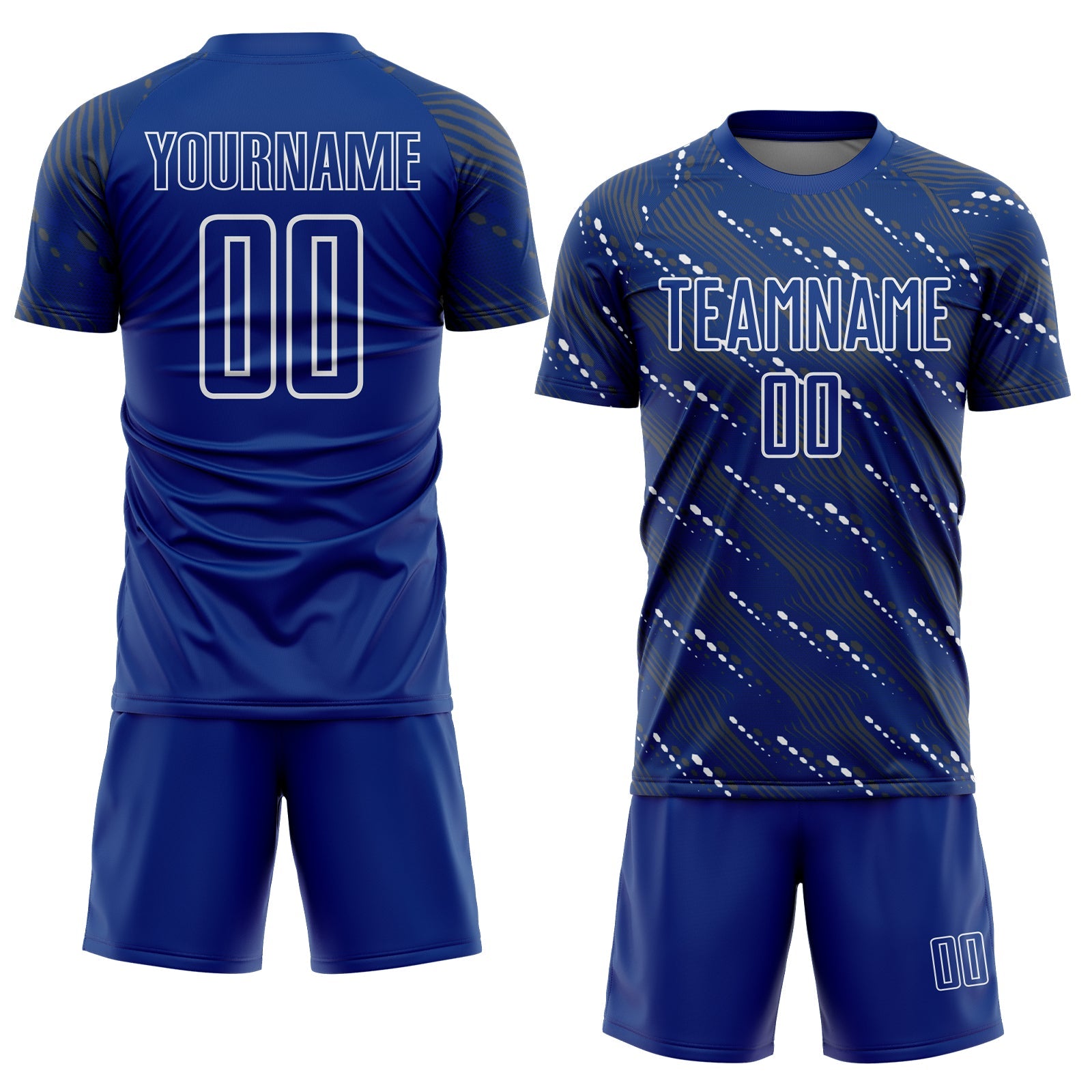 Custom Royal White Slant Lines Sports Sublimation Soccer Uniform Jersey view 2