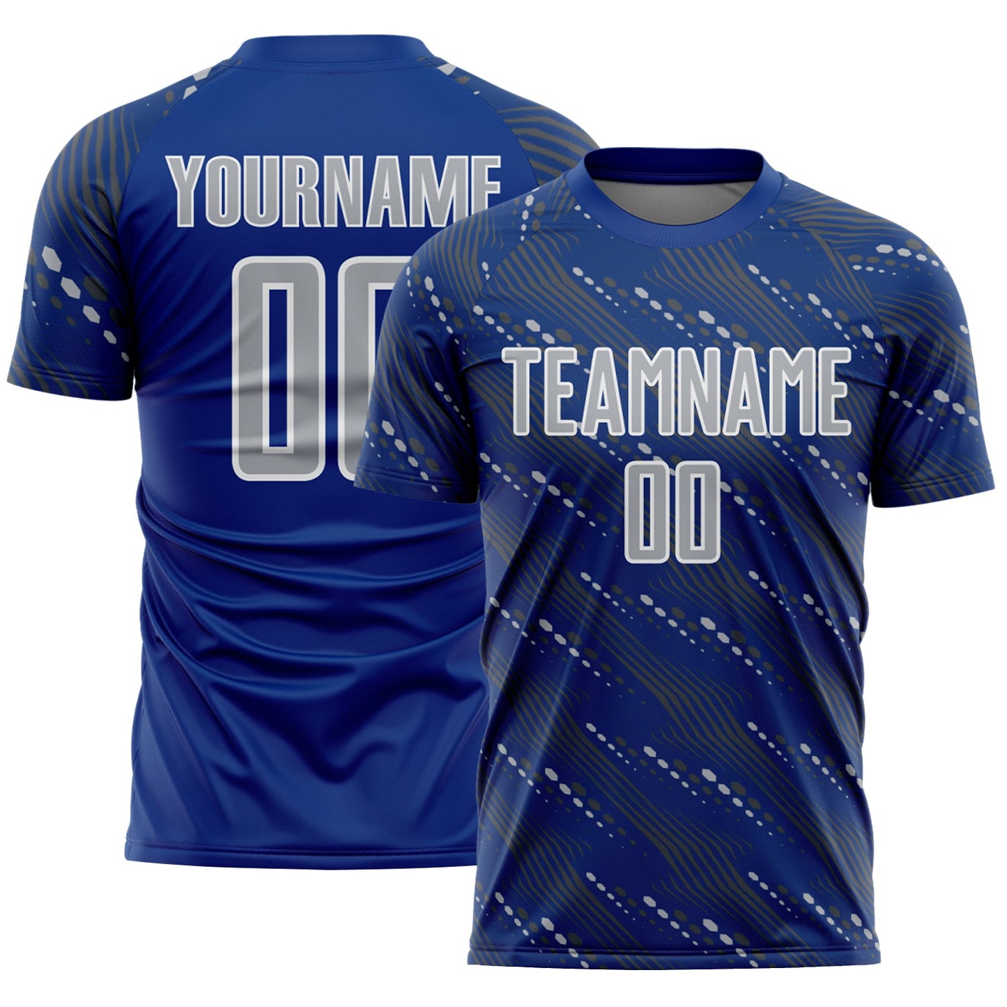Custom Royal Gray-White Slant Lines Sports Sublimation Soccer Uniform Jersey - Main View