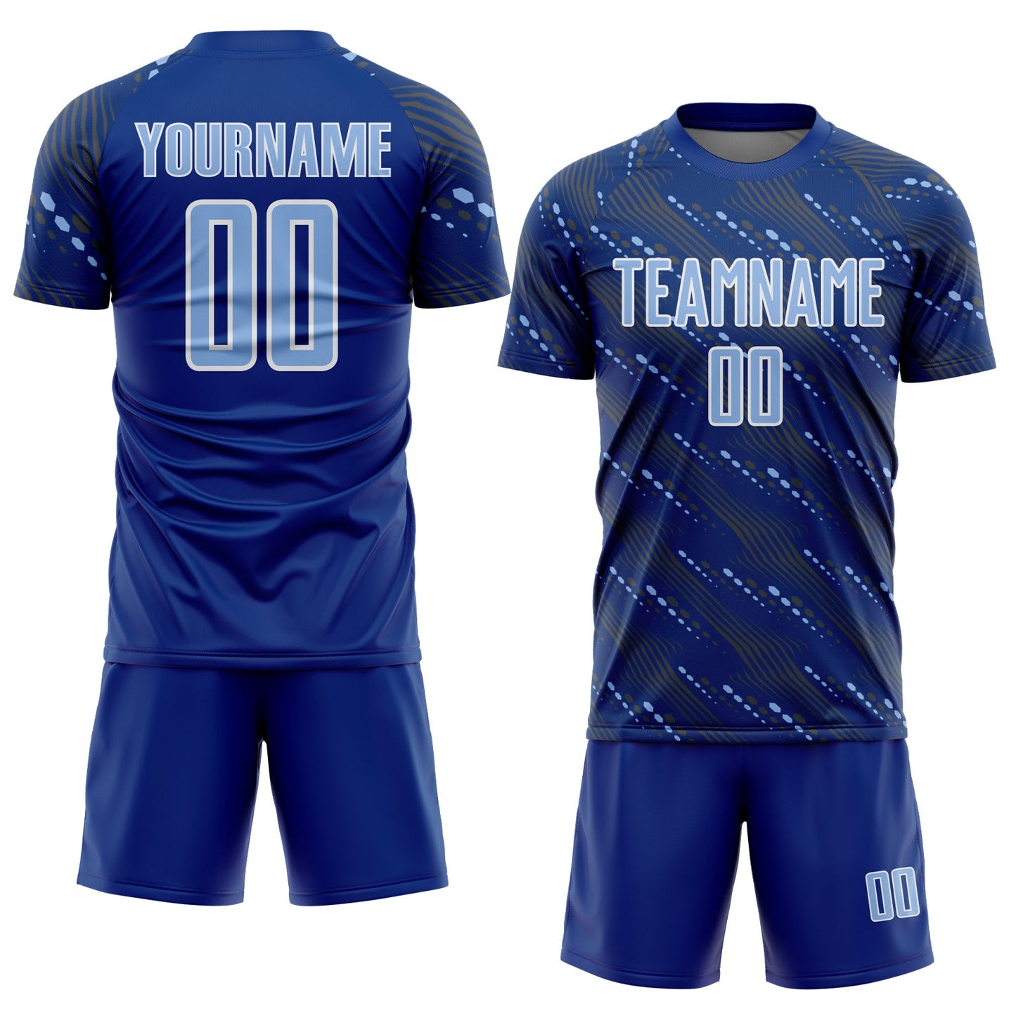 Custom Royal Light Blue-White Slant Lines Sports Sublimation Soccer Uniform Jersey view 2