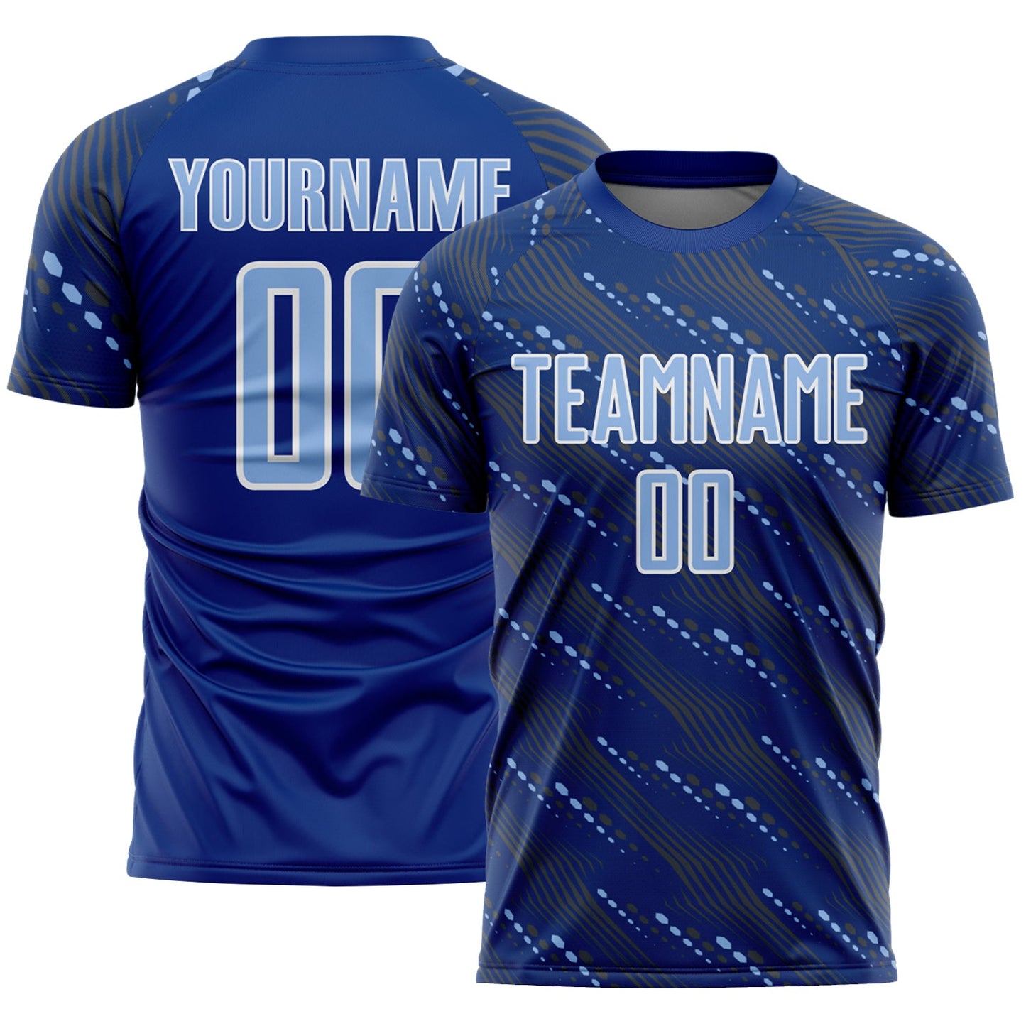Custom Royal Light Blue-White Slant Lines Sports Sublimation Soccer Uniform Jersey - Main View