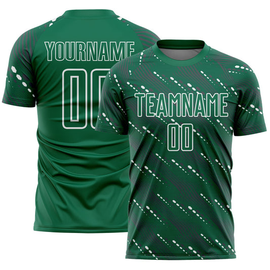 Custom Kelly Green White Slant Lines Sports Sublimation Soccer Uniform Jersey - Main View