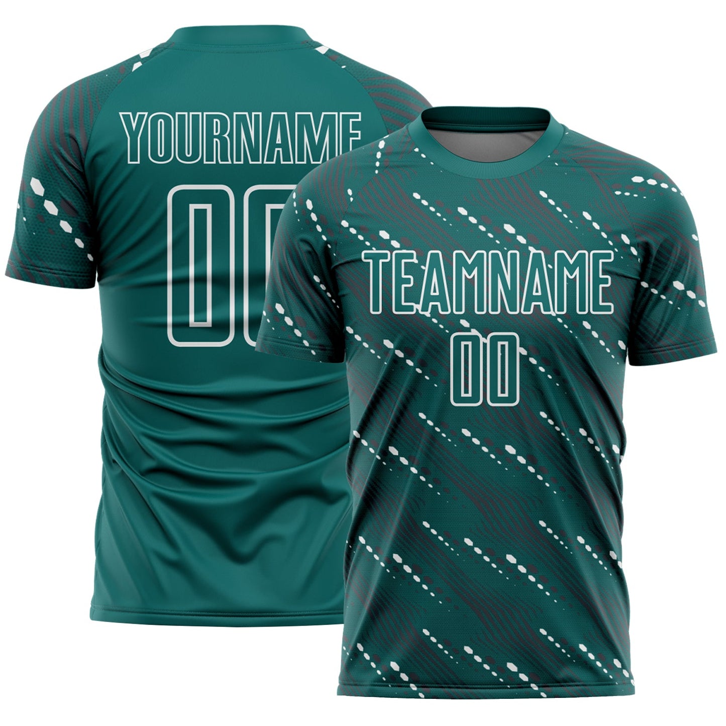 Custom Teal White Slant Lines Sports Sublimation Soccer Uniform Jersey - Main View