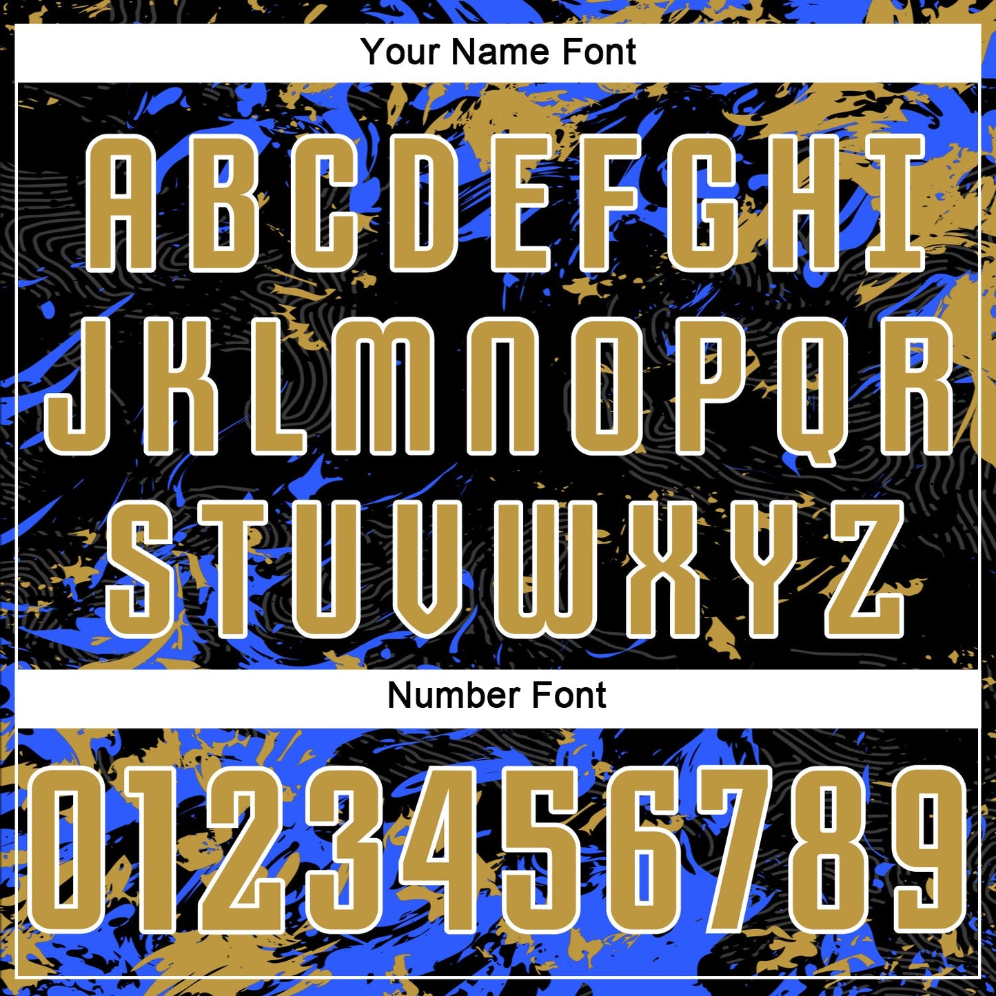 Custom Black Old Gold Royal-White Fluid Art Splash Sublimation Soccer Uniform Jersey view 6
