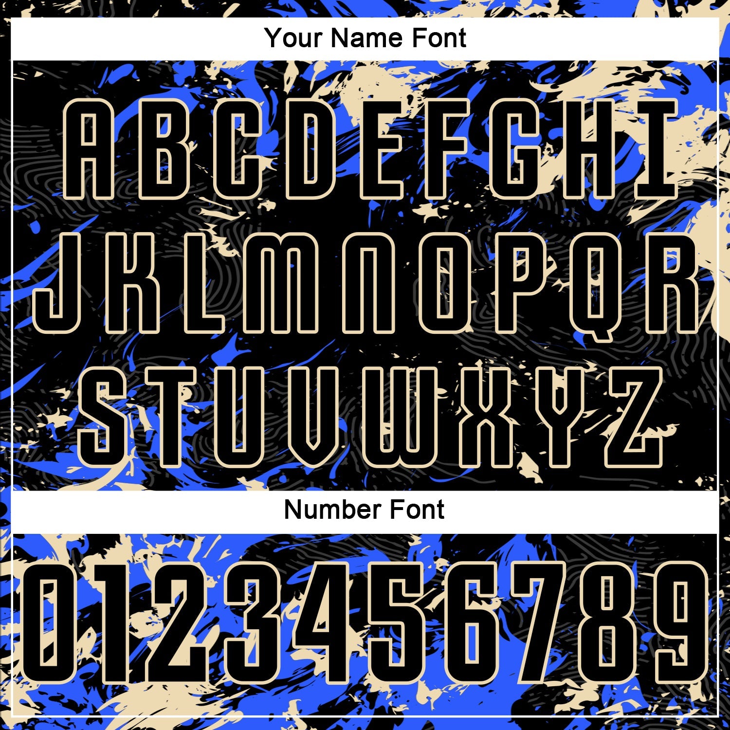 Custom Black Cream-Royal Fluid Art Splash Sublimation Soccer Uniform Jersey view 6