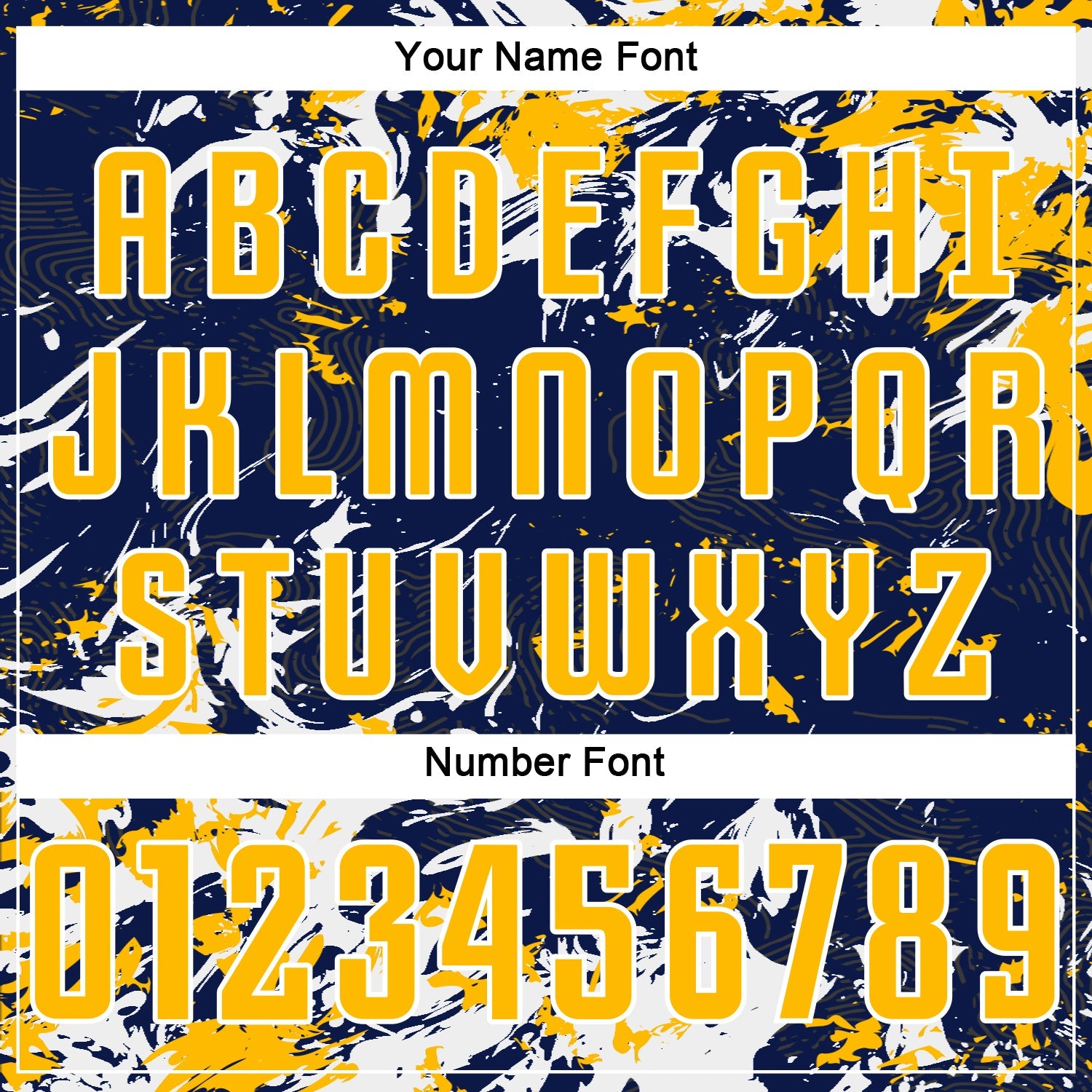 Custom Navy Gold-White Fluid Art Splash Sublimation Soccer Uniform Jersey view 6
