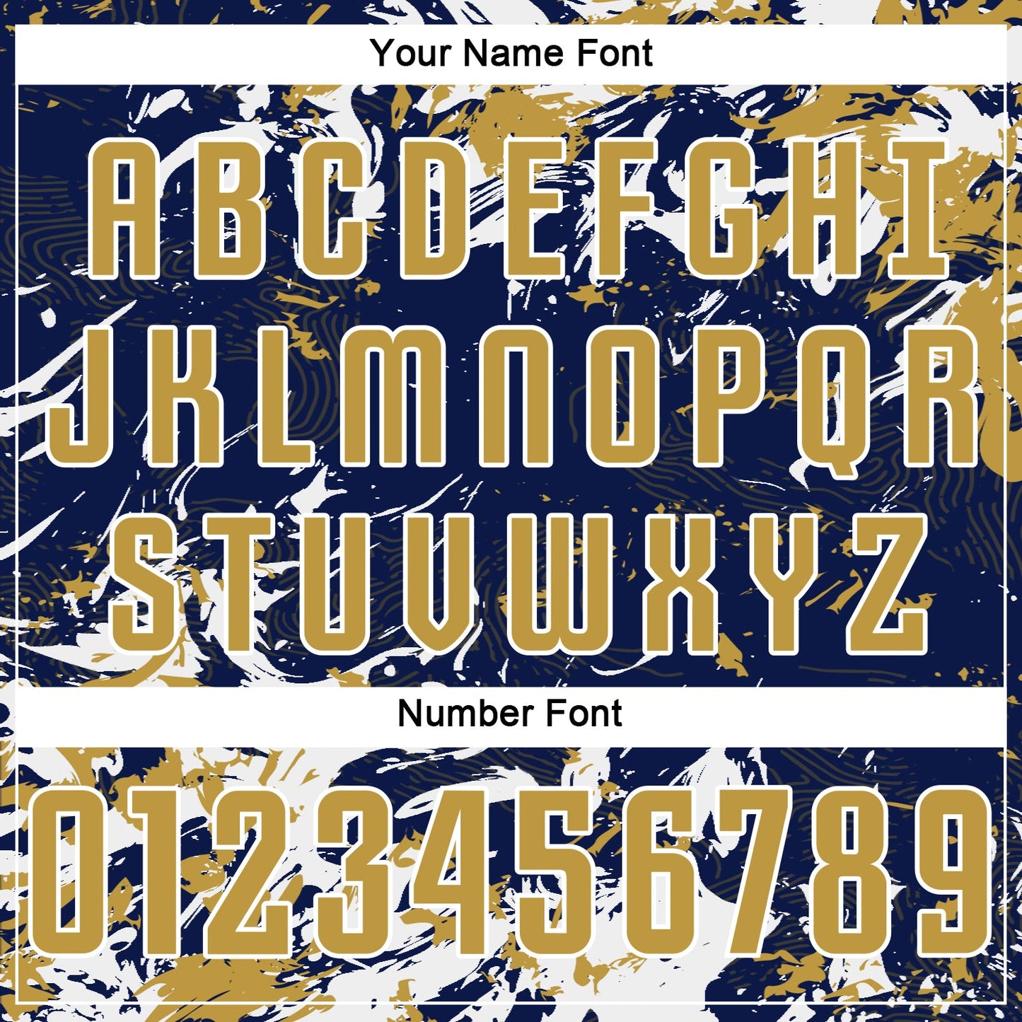 Custom Navy Old Gold-White Fluid Art Splash Sublimation Soccer Uniform Jersey view 6