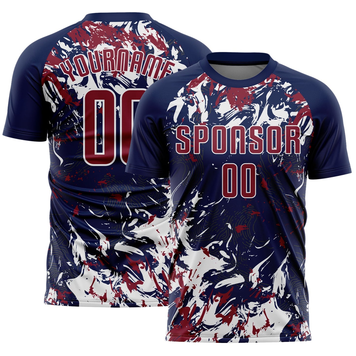 Custom Navy Crimson-White Fluid Art Splash Sublimation Soccer Uniform Jersey - Main View