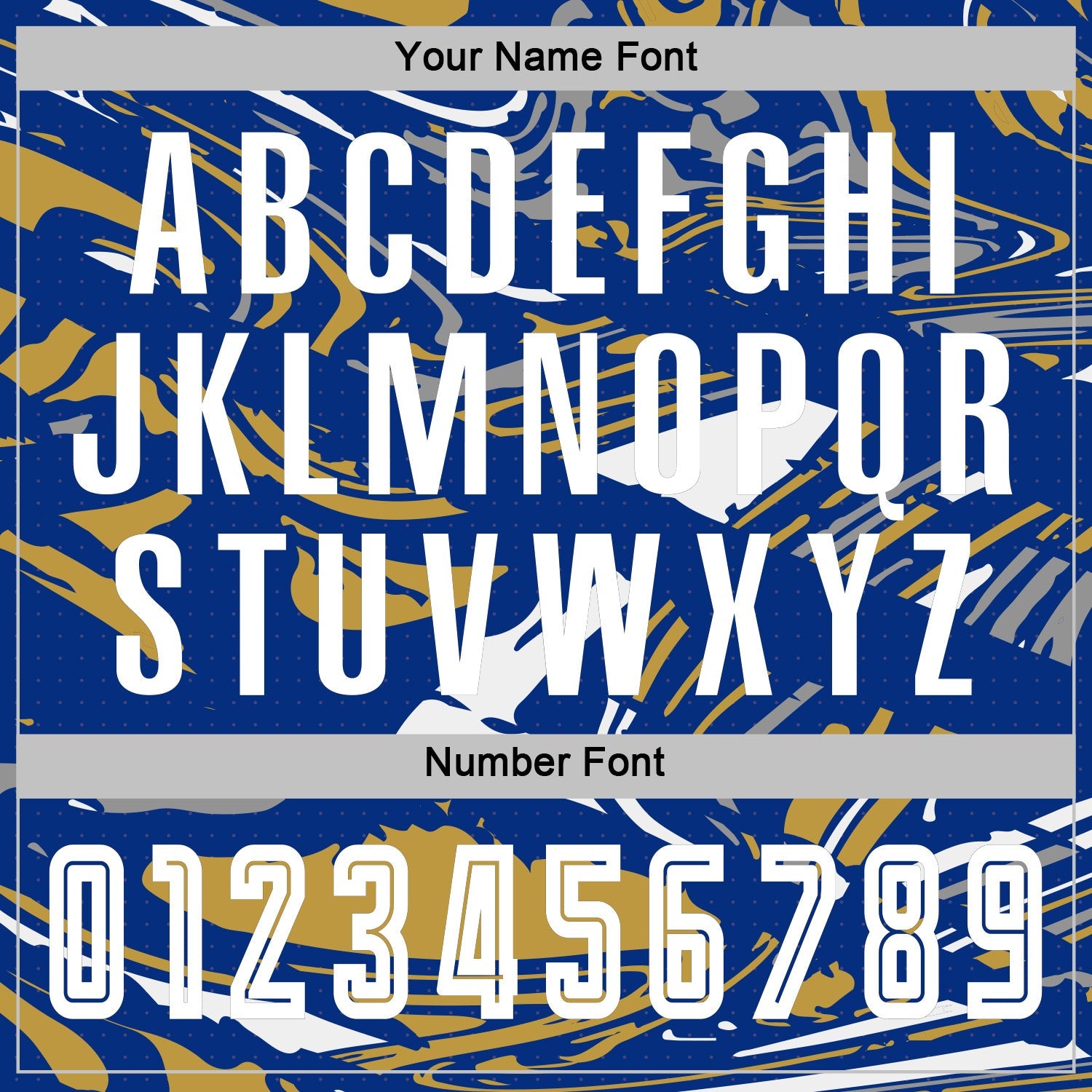 Custom Figure White Royal-Old Gold Fluid Art Splash Sublimation Soccer Uniform Jersey view 6