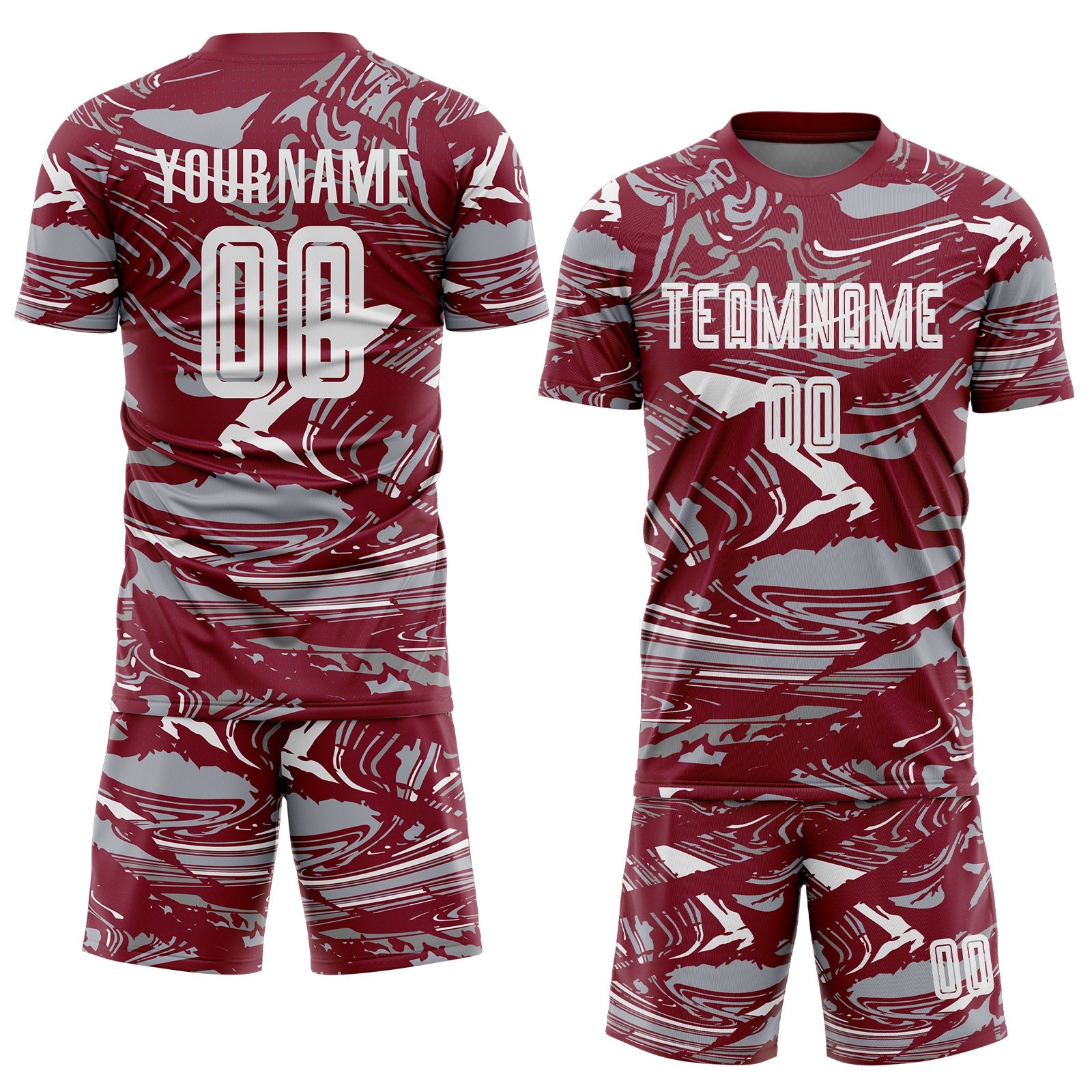 Custom Figure White Crimson-Gray Fluid Art Splash Sublimation Soccer Uniform Jersey view 2