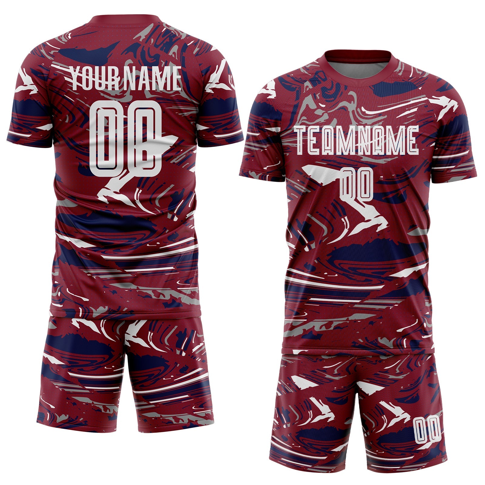 Custom Figure White Crimson-Navy Fluid Art Splash Sublimation Soccer Uniform Jersey view 2
