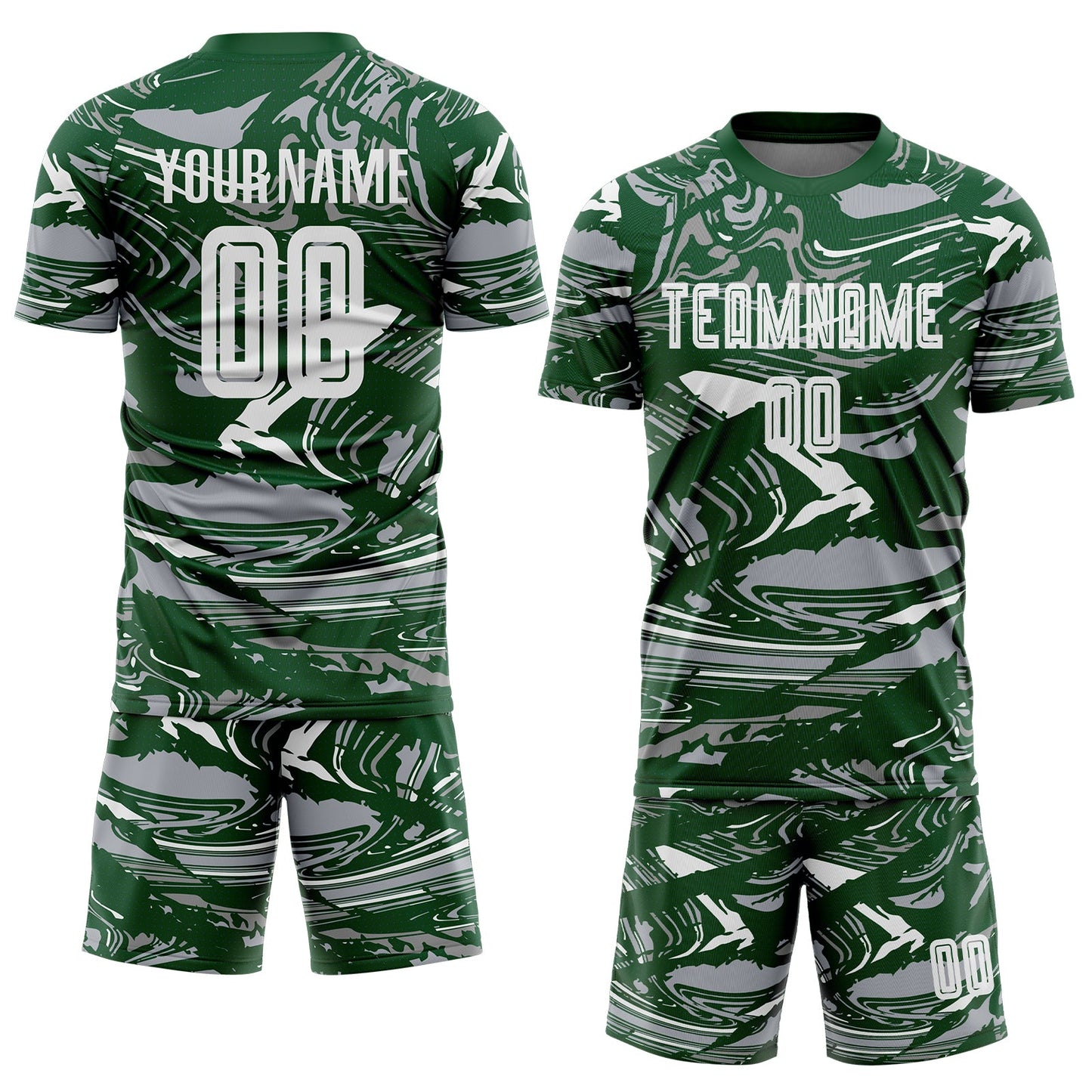 Custom Figure White Green=Gray Fluid Art Splash Sublimation Soccer Uniform Jersey view 2