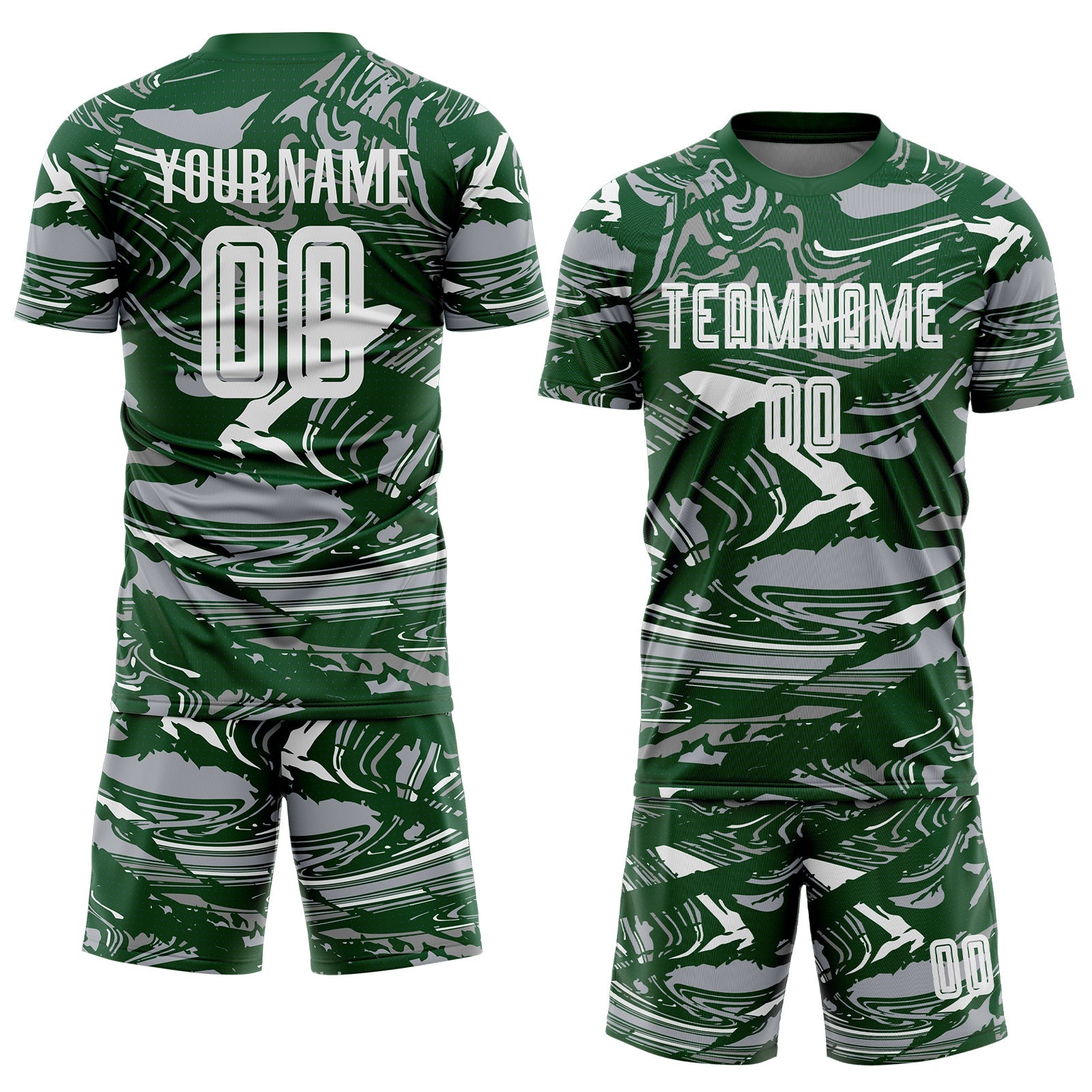Custom Figure White Green=Gray Fluid Art Splash Sublimation Soccer Uniform Jersey view 2