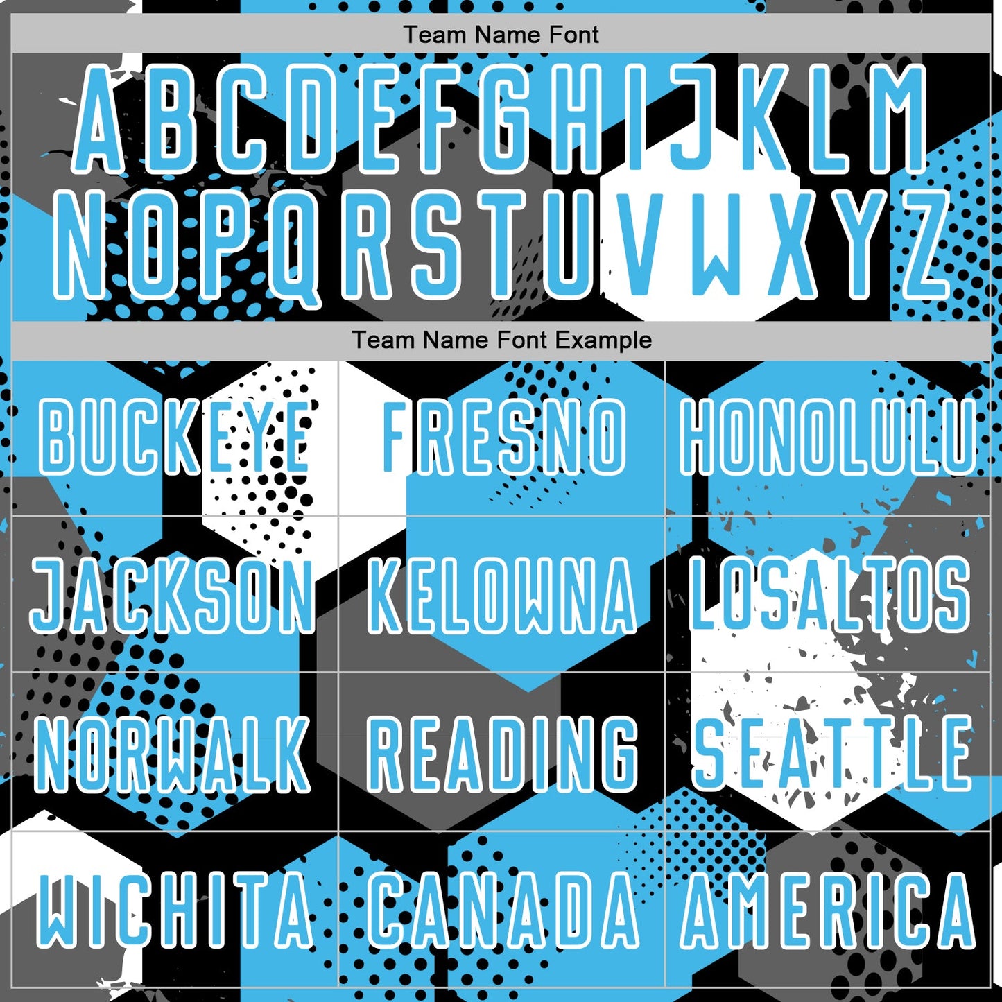 Custom Black Sky Blue-White Geometric Shape Sublimation Soccer Uniform Jersey view 5
