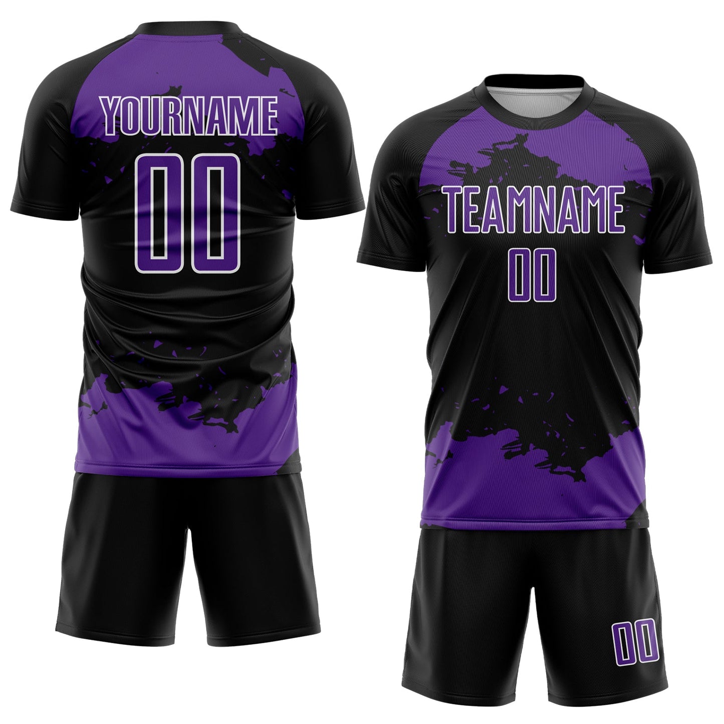 Custom Black Purple-White Abstract Fragment Art Sublimation Soccer Uniform Jersey view 2