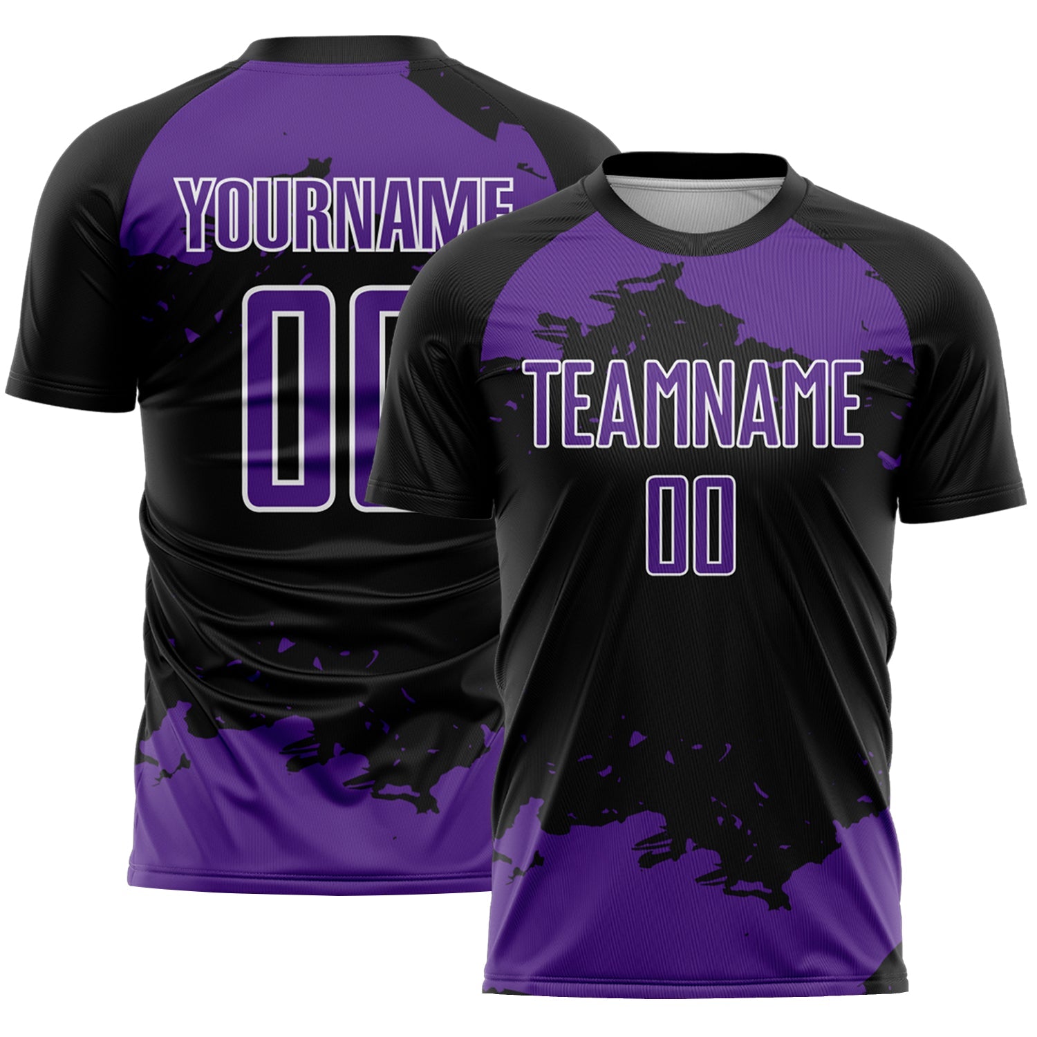 Custom Black Purple-White Abstract Fragment Art Sublimation Soccer Uniform Jersey - Main View