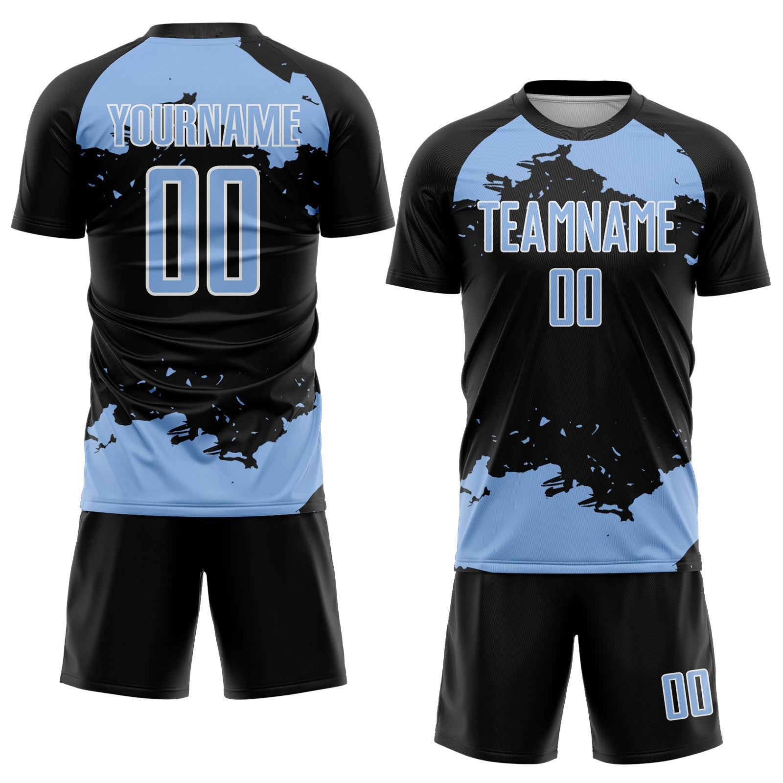 Custom Black Light Blue-White Abstract Fragment Art Sublimation Soccer Uniform Jersey view 2