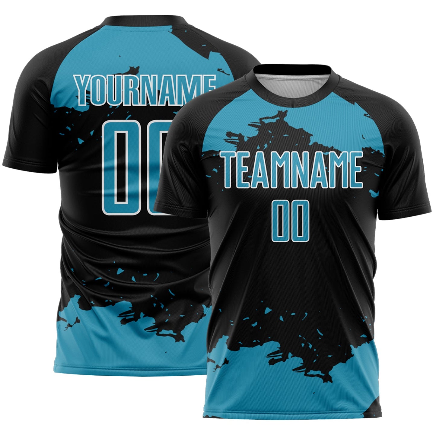 Custom Black Panther Blue-White Abstract Fragment Art Sublimation Soccer Uniform Jersey - Main View