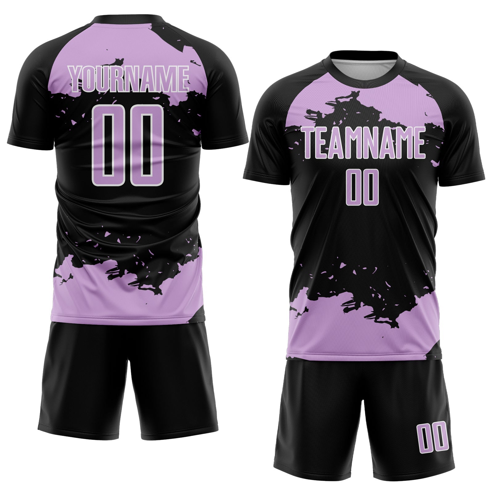 Custom Black Light Purple-White Abstract Fragment Art Sublimation Soccer Uniform Jersey view 2