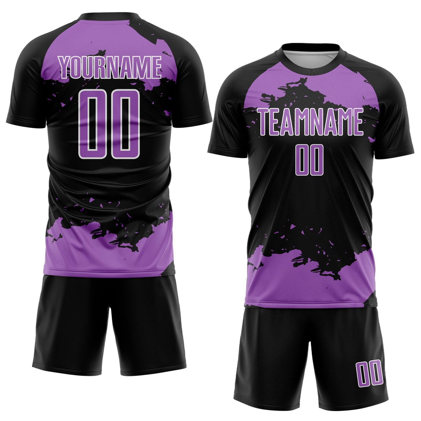 Custom Black Medium Purple-White Abstract Fragment Art Sublimation Soccer Uniform Jersey view 2