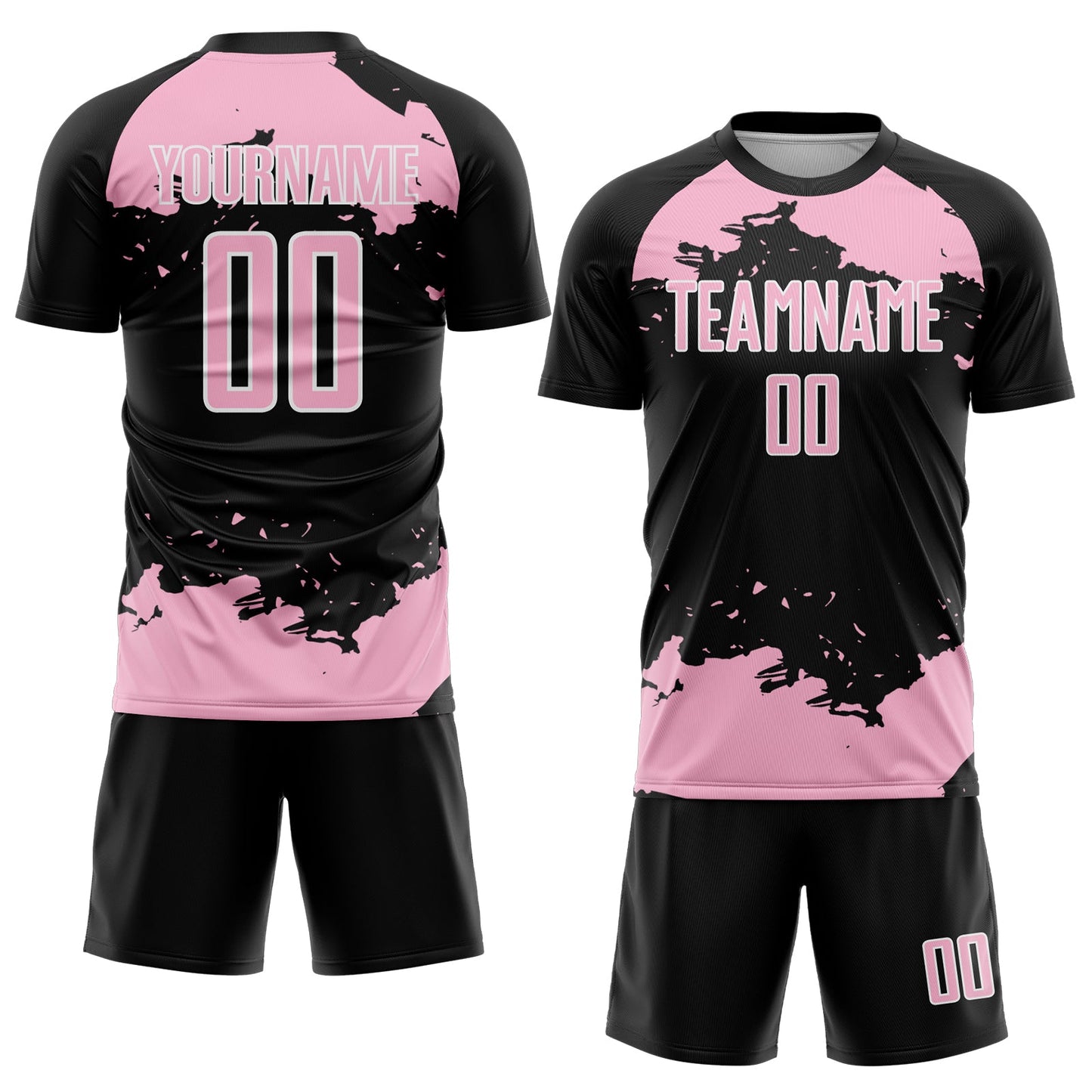 Custom Black Light Pink-White Abstract Fragment Art Sublimation Soccer Uniform Jersey view 2