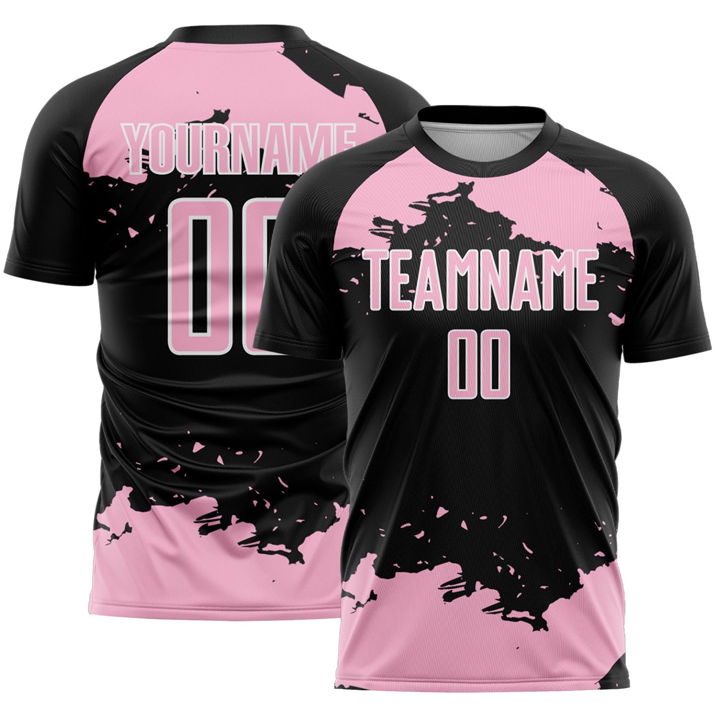 Custom Black Light Pink-White Abstract Fragment Art Sublimation Soccer Uniform Jersey - Main View