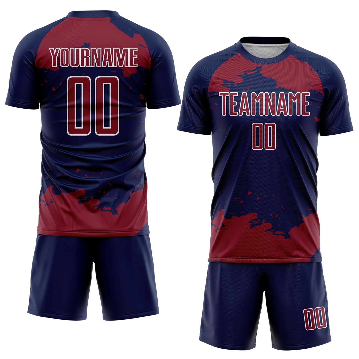 Custom Navy Crimson-White Abstract Fragment Art Sublimation Soccer Uniform Jersey view 2