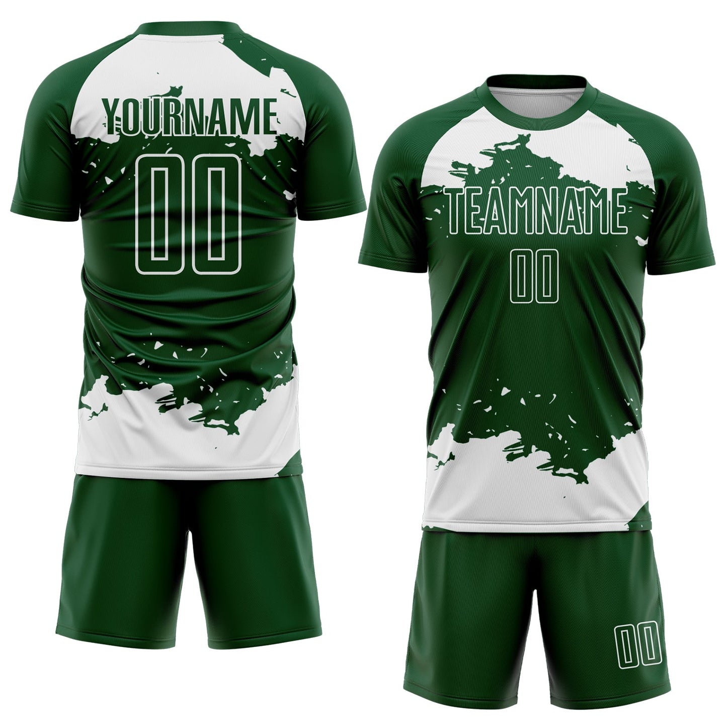 Custom Green White Abstract Fragment Art Sublimation Soccer Uniform Jersey view 2