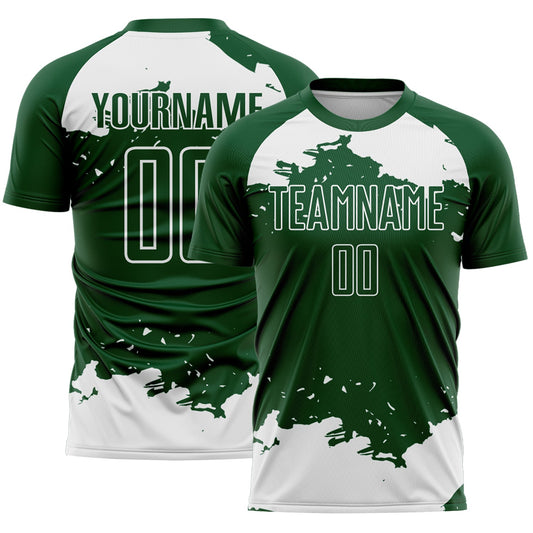 Custom Green White Abstract Fragment Art Sublimation Soccer Uniform Jersey - Main View