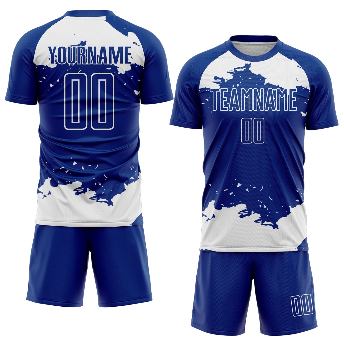 Custom Royal White Abstract Fragment Art Sublimation Soccer Uniform Jersey view 2