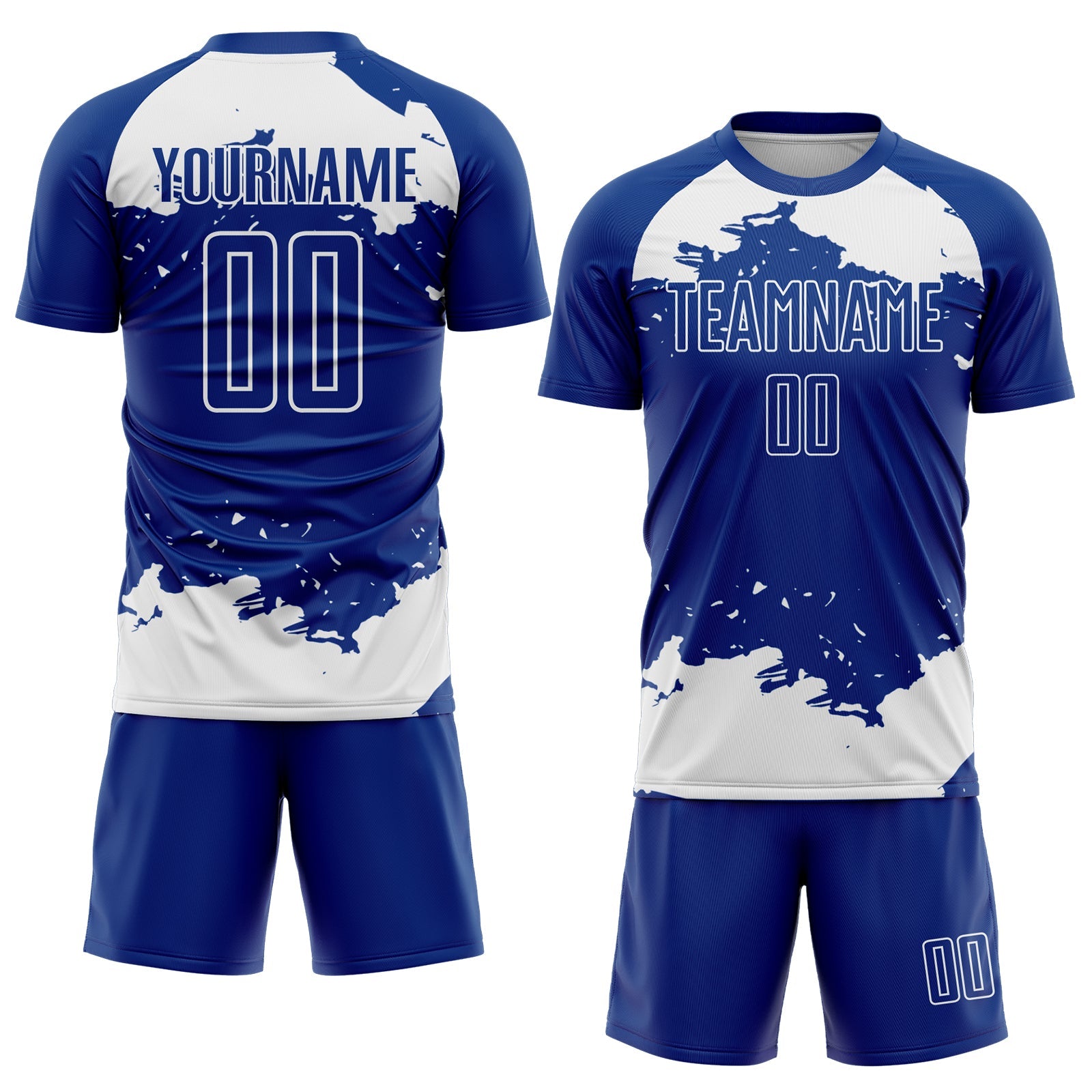 Custom Royal White Abstract Fragment Art Sublimation Soccer Uniform Jersey view 2