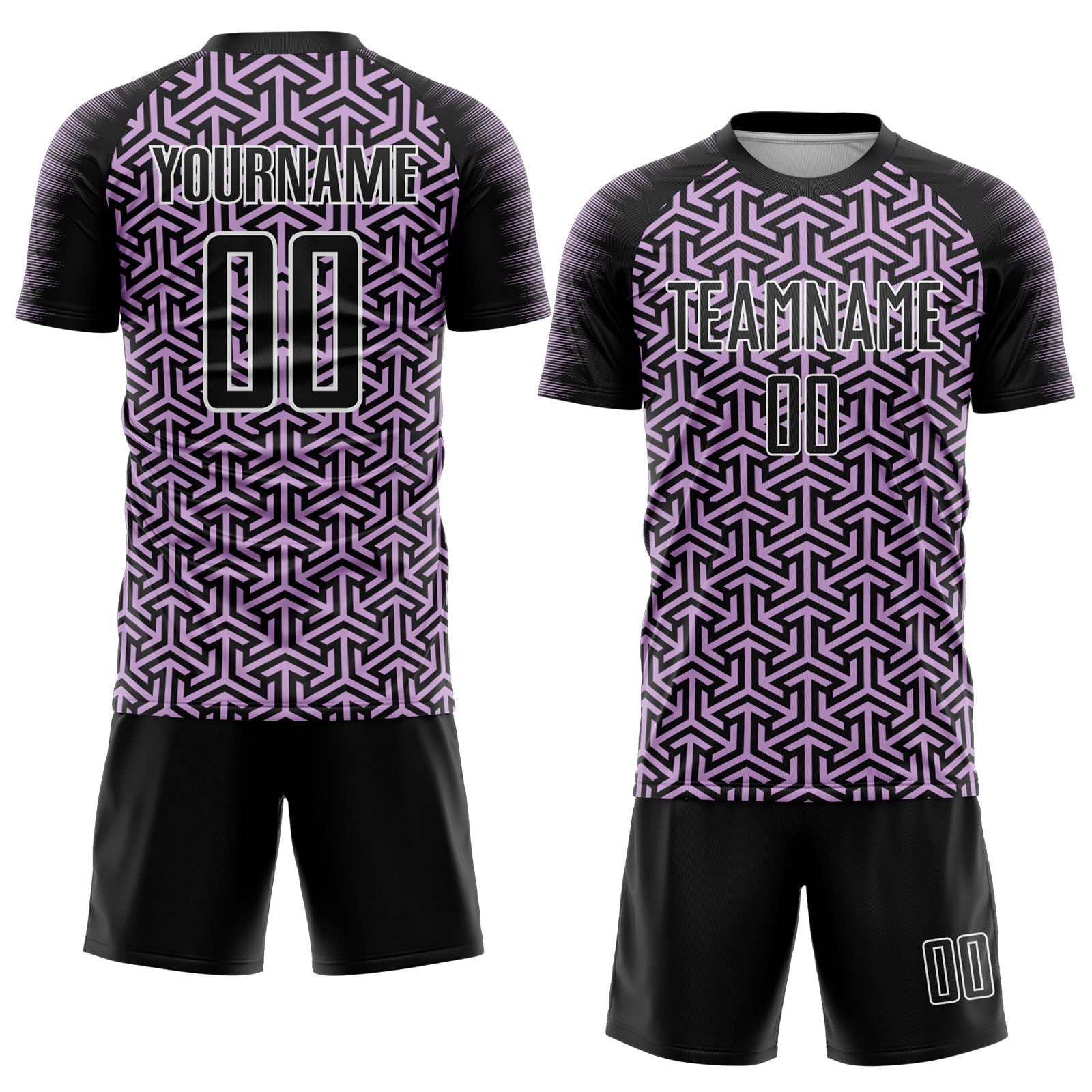Custom Black Light Purple-White Geometric Arrow Sublimation Soccer Uniform Jersey view 2
