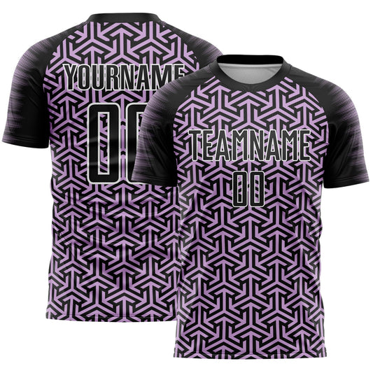 Custom Black Light Purple-White Geometric Arrow Sublimation Soccer Uniform Jersey - Main View