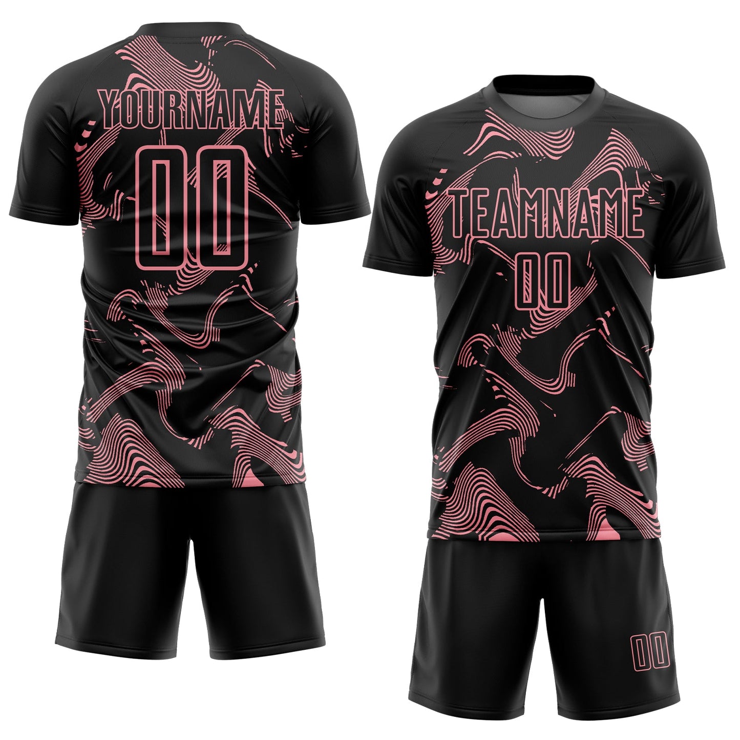 Custom Black Medium Pink Curve Lines Sports Sublimation Soccer Uniform Jersey view 2