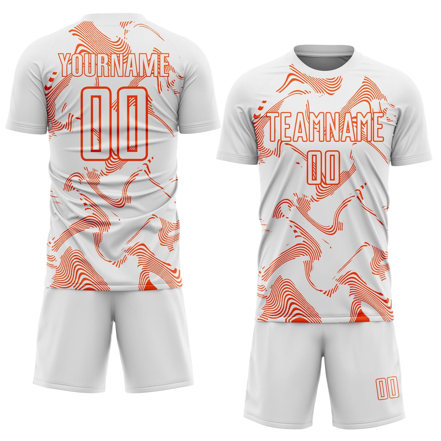Custom White Orange Curve Lines Sports Sublimation Soccer Uniform Jersey view 2