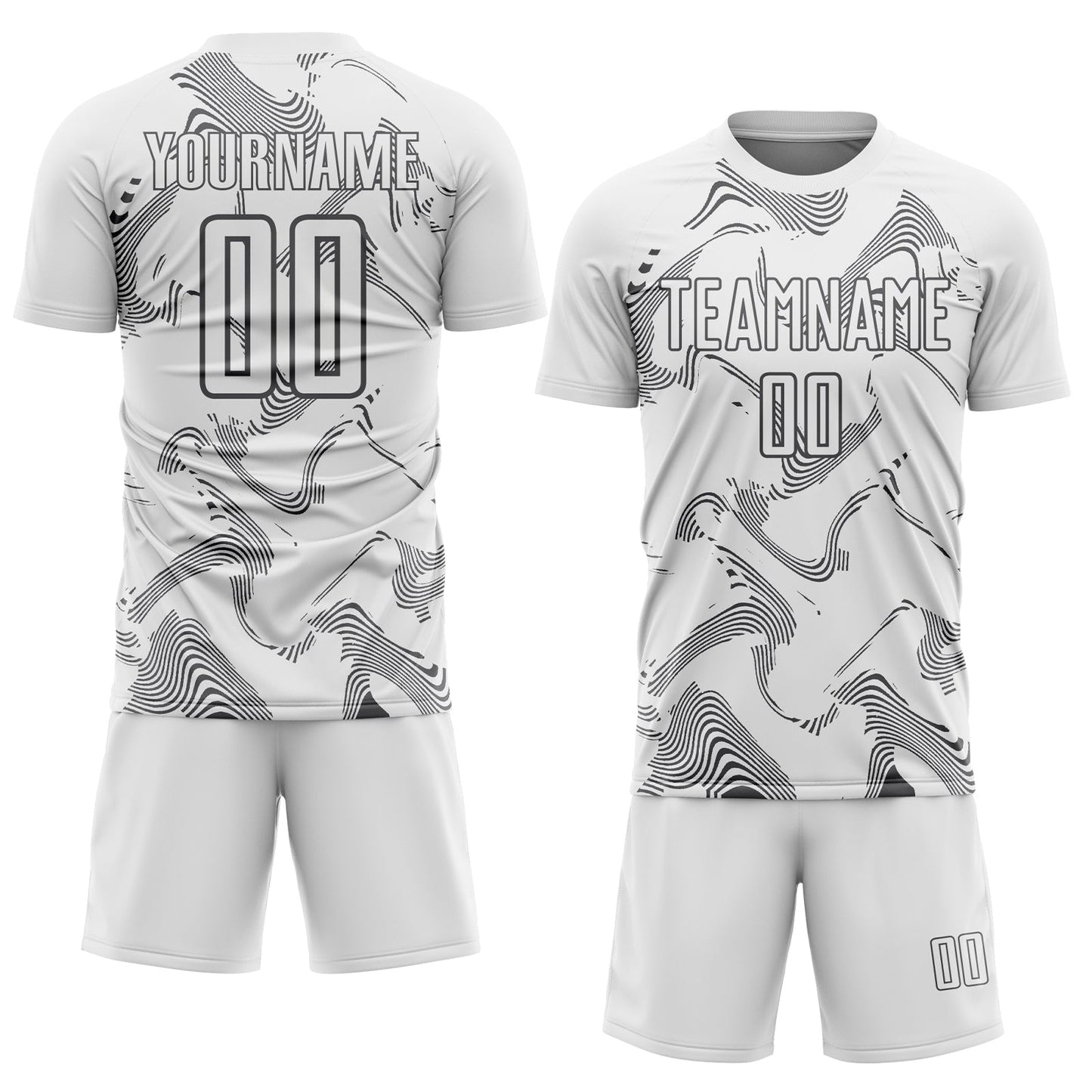 Custom White Steel Gray Curve Lines Sports Sublimation Soccer Uniform Jersey view 2