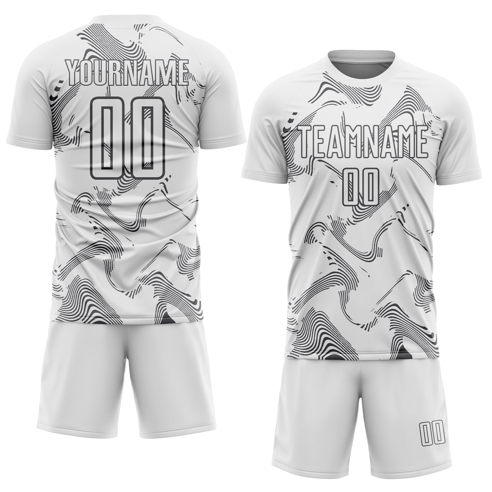 Custom White Steel Gray Curve Lines Sports Sublimation Soccer Uniform Jersey view 2