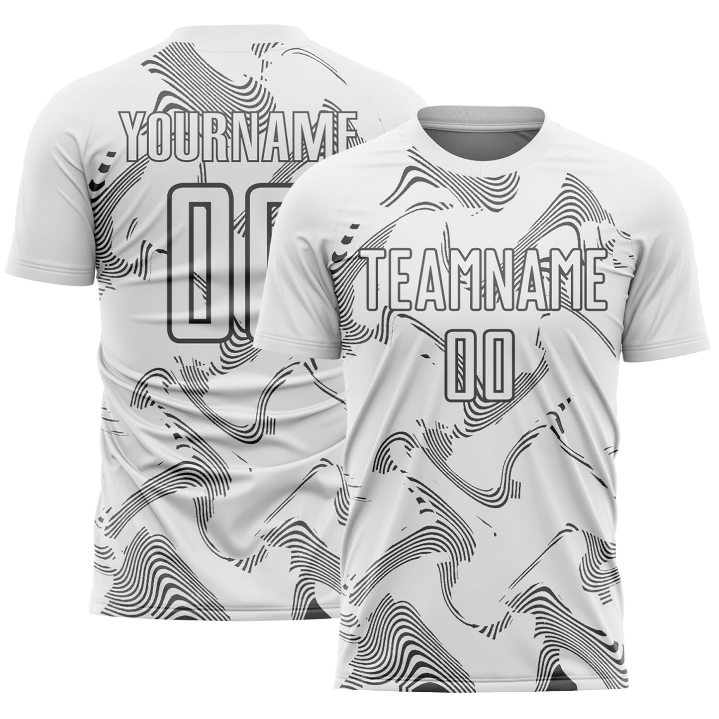 Custom White Steel Gray Curve Lines Sports Sublimation Soccer Uniform Jersey - Main View