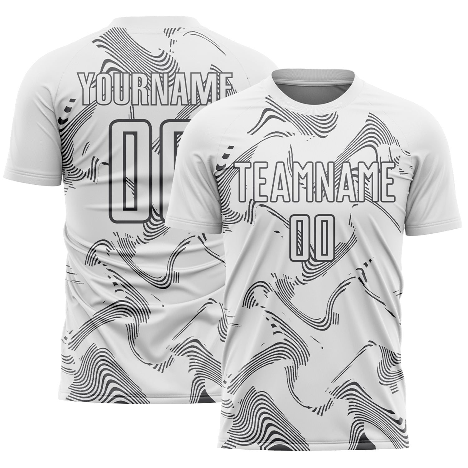 Custom White Steel Gray Curve Lines Sports Sublimation Soccer Uniform Jersey - Main View