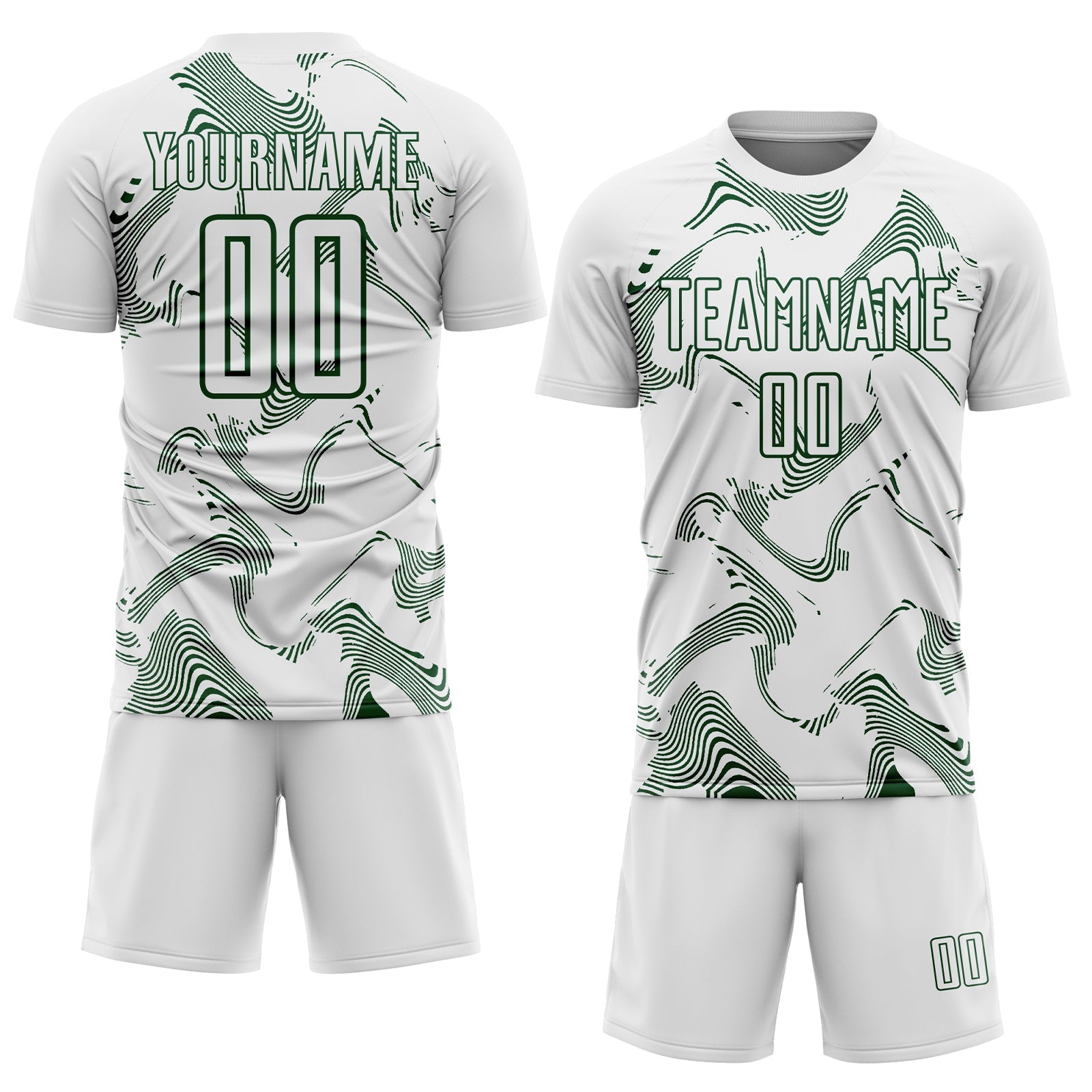 Custom White Green Curve Lines Sports Sublimation Soccer Uniform Jersey view 2