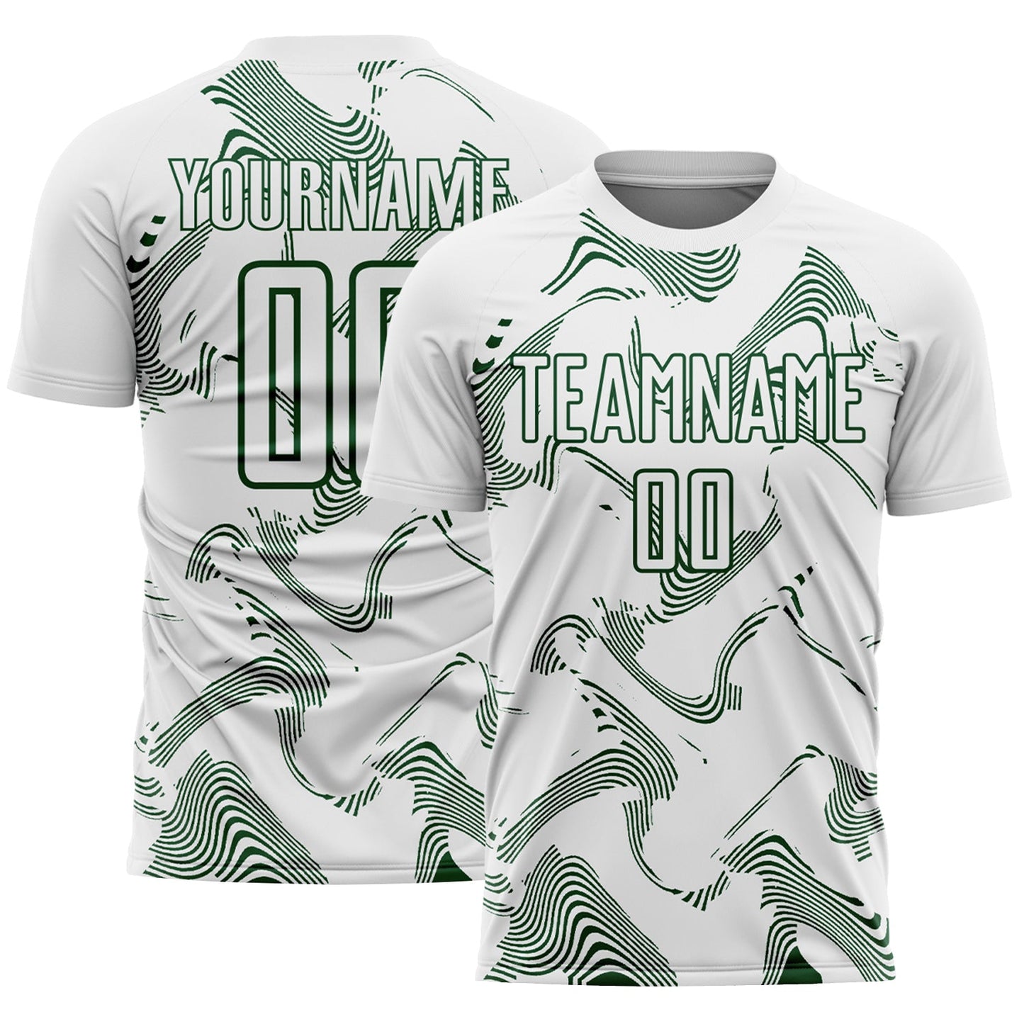 Custom White Green Curve Lines Sports Sublimation Soccer Uniform Jersey - Main View