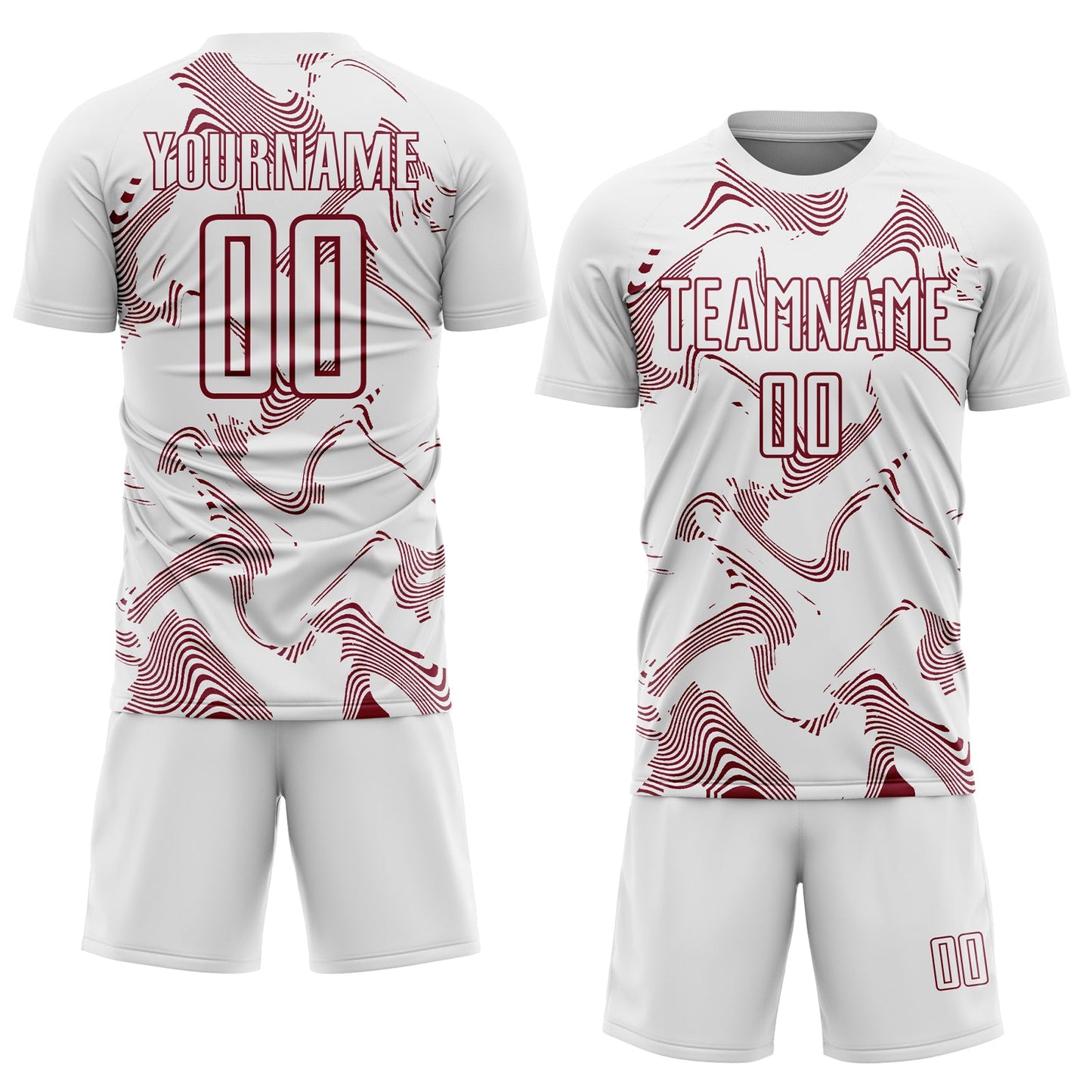 Custom White Crimson Curve Lines Sports Sublimation Soccer Uniform Jersey view 2